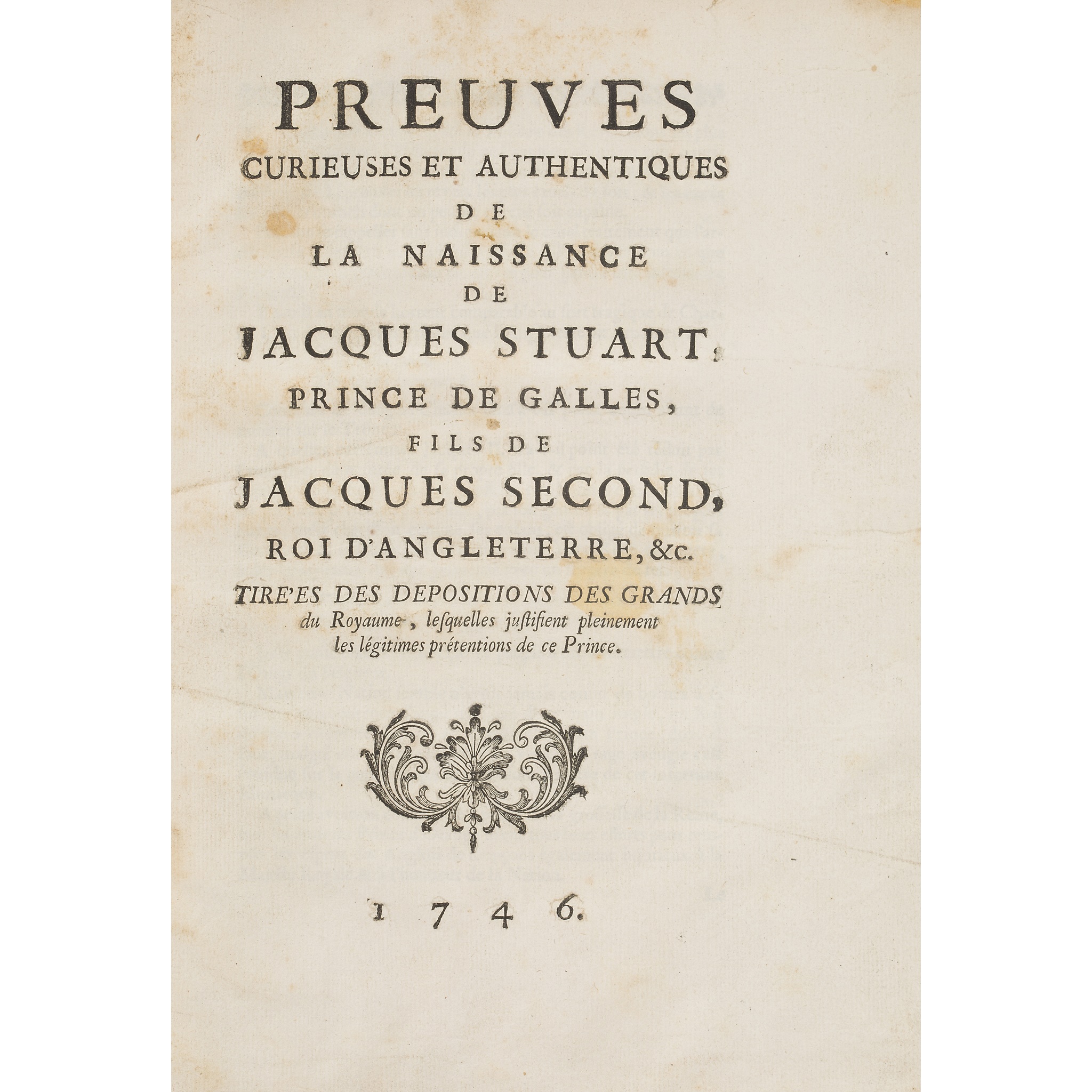FRENCH PAMPHLETS - STUART, JAMES FRANCIS EDWARD, "THE OLD PRETENDER"