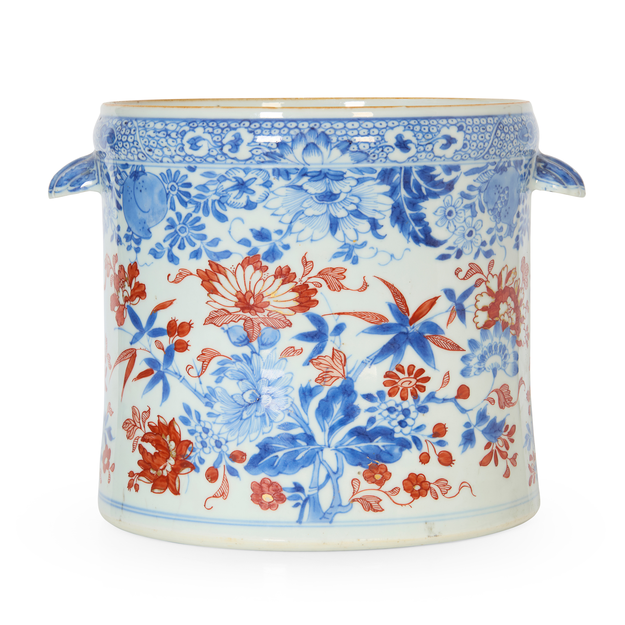CHINESE BLUE AND WHITE WITH IRON-RED DECORATED WINE COOLER
