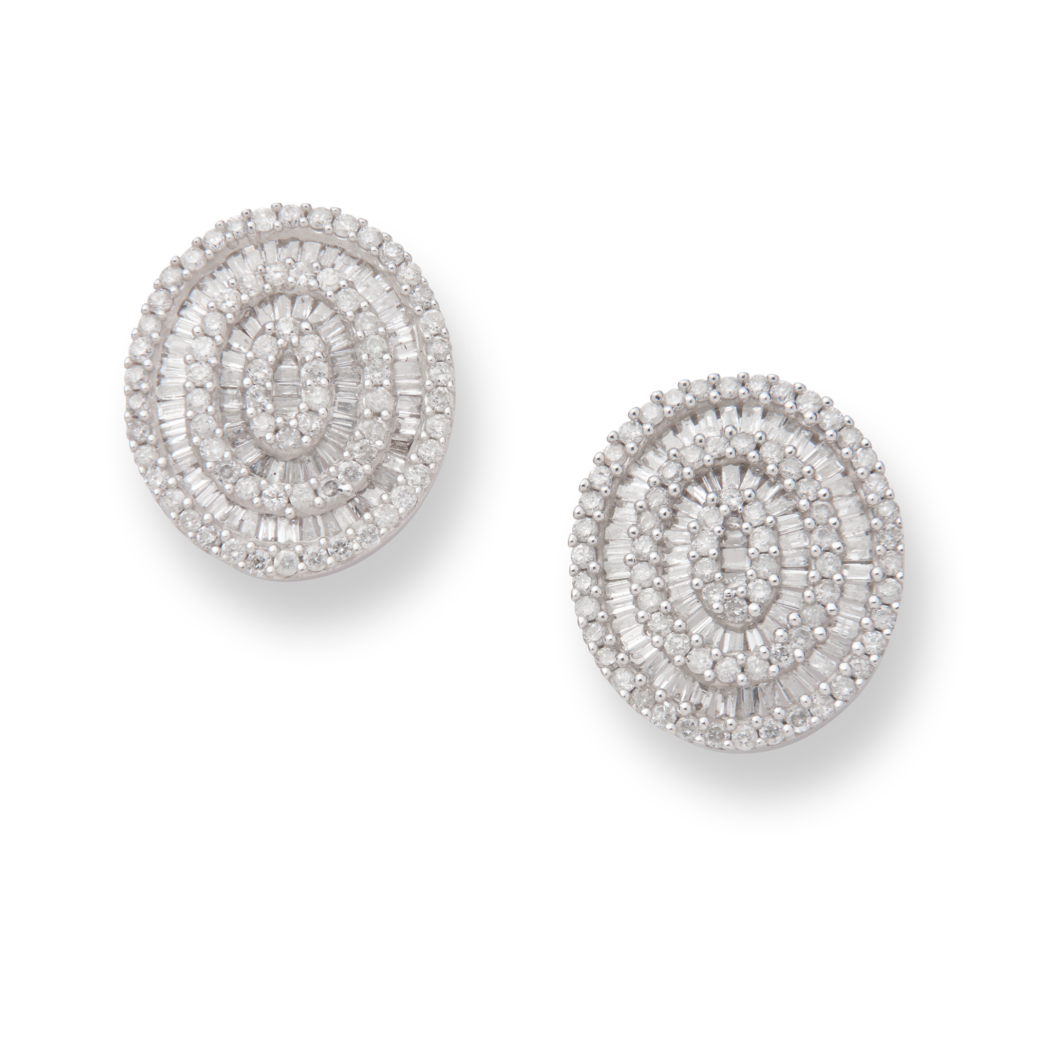 A pair of diamond cluster earrings