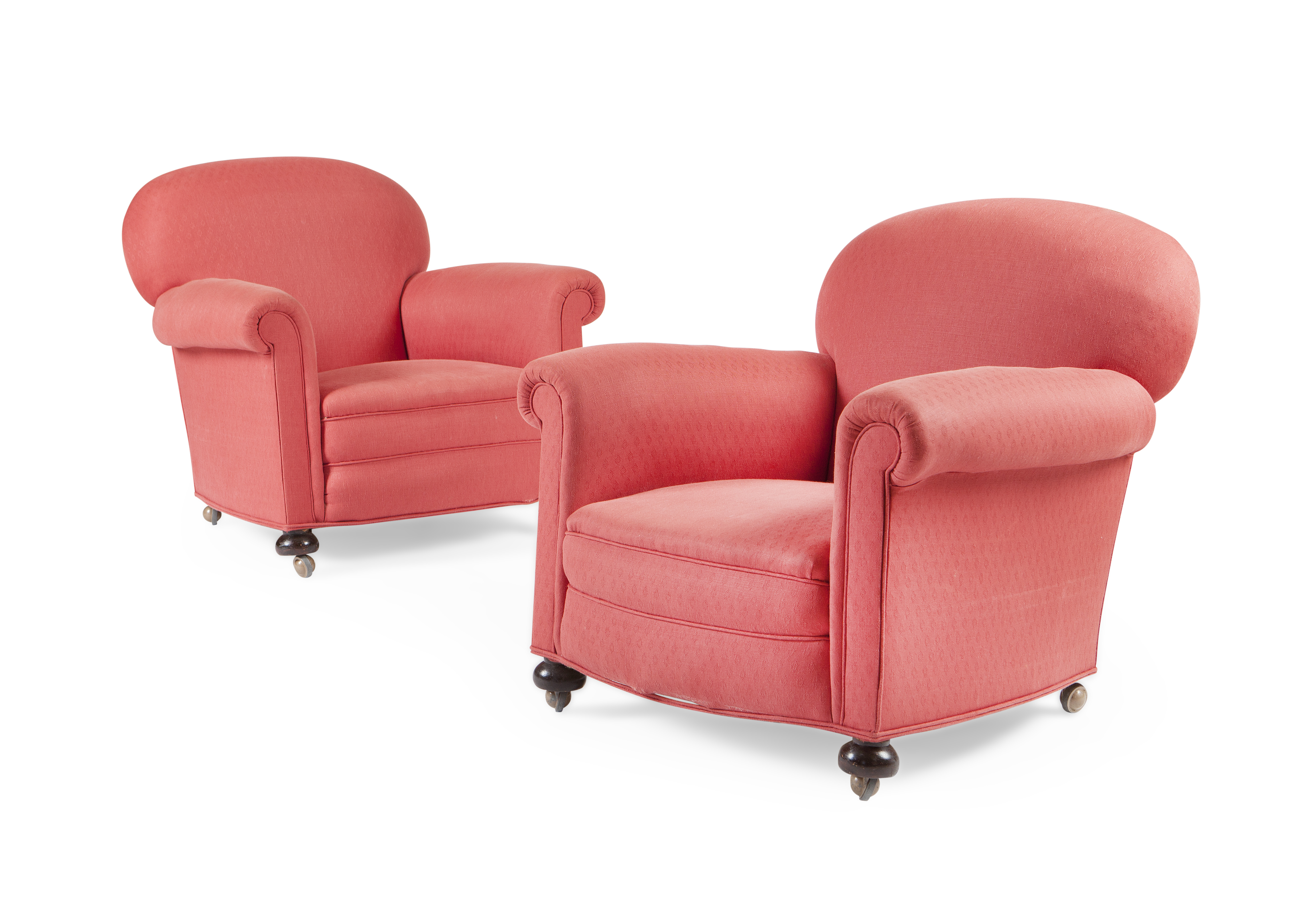 PAIR OF EDWARDIAN UPHOLSTERED CLUB ARMCHAIRS