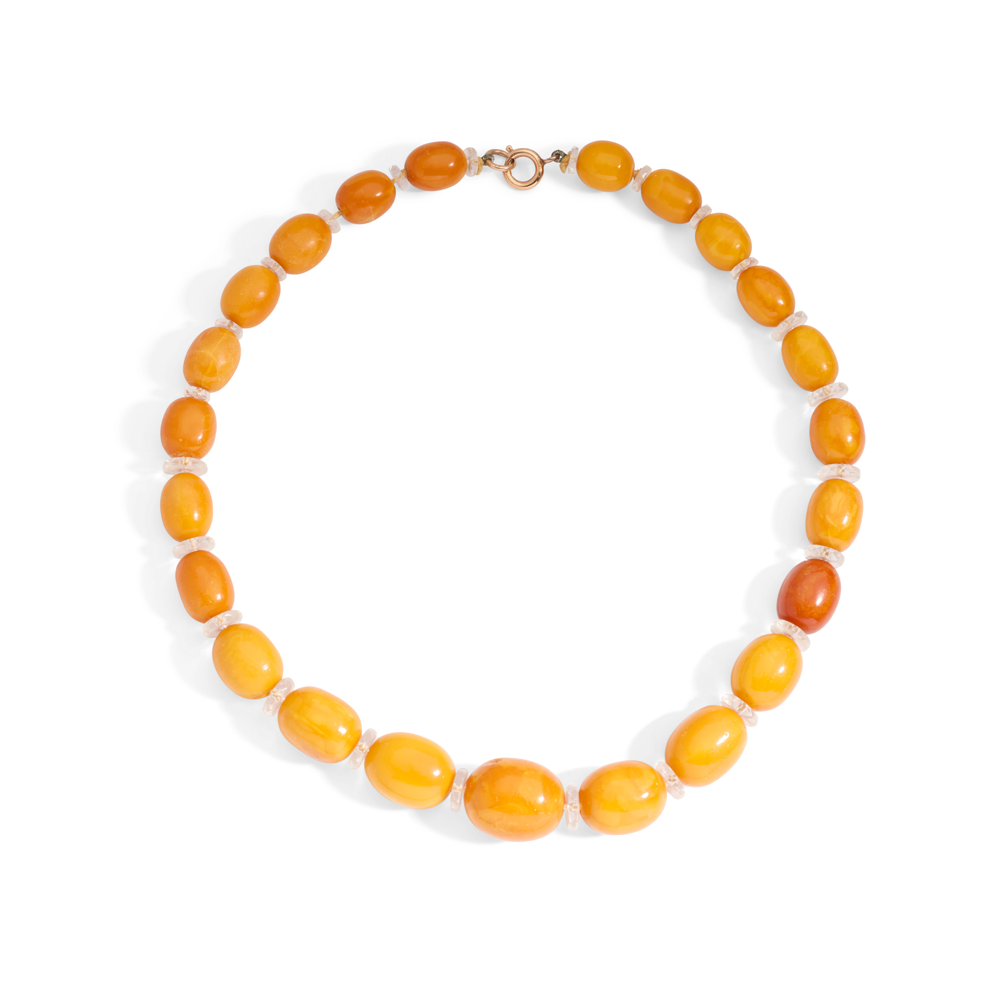 An amber bead necklace