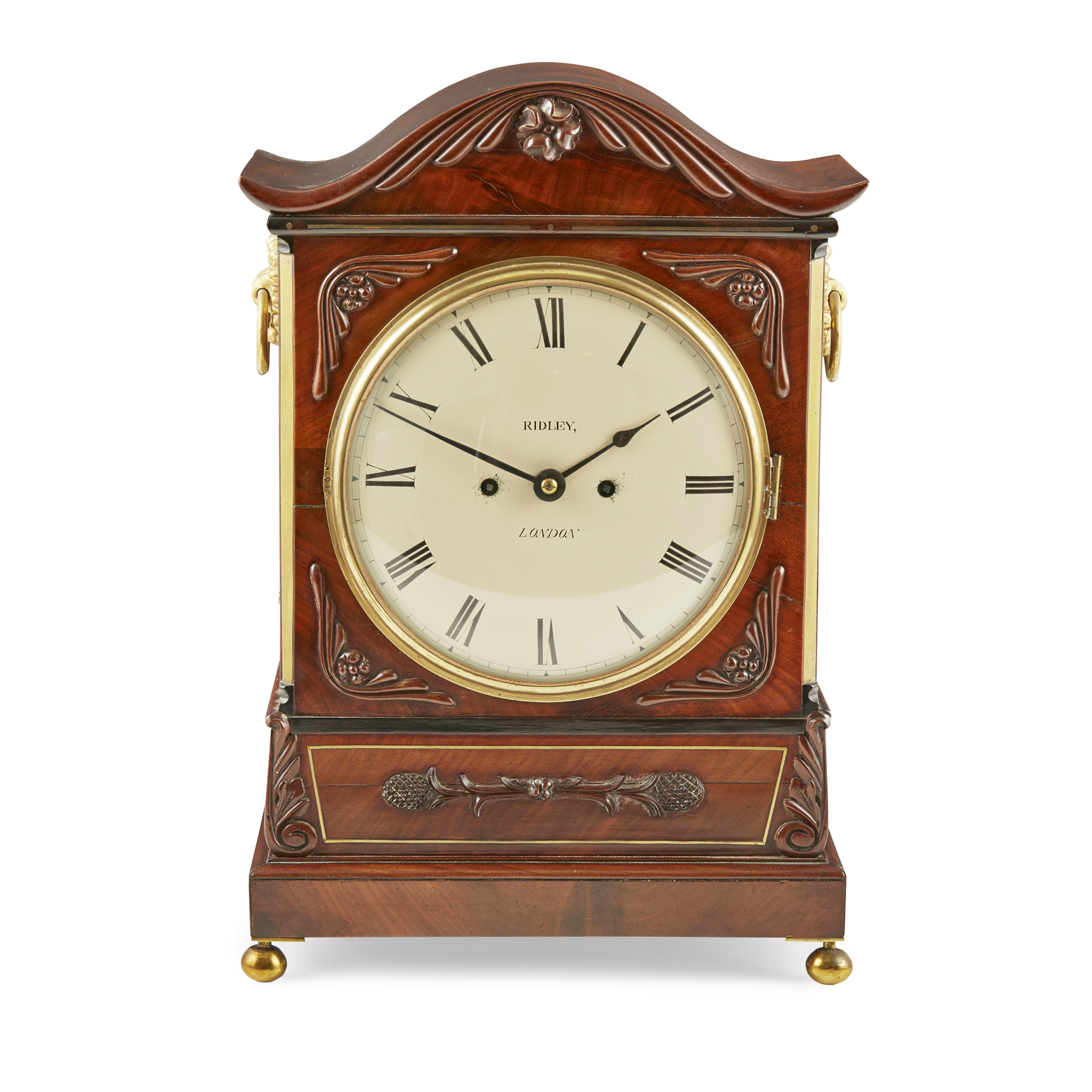 WILLIAM IV MAHOGANY AND BRASS BRACKET CLOCK