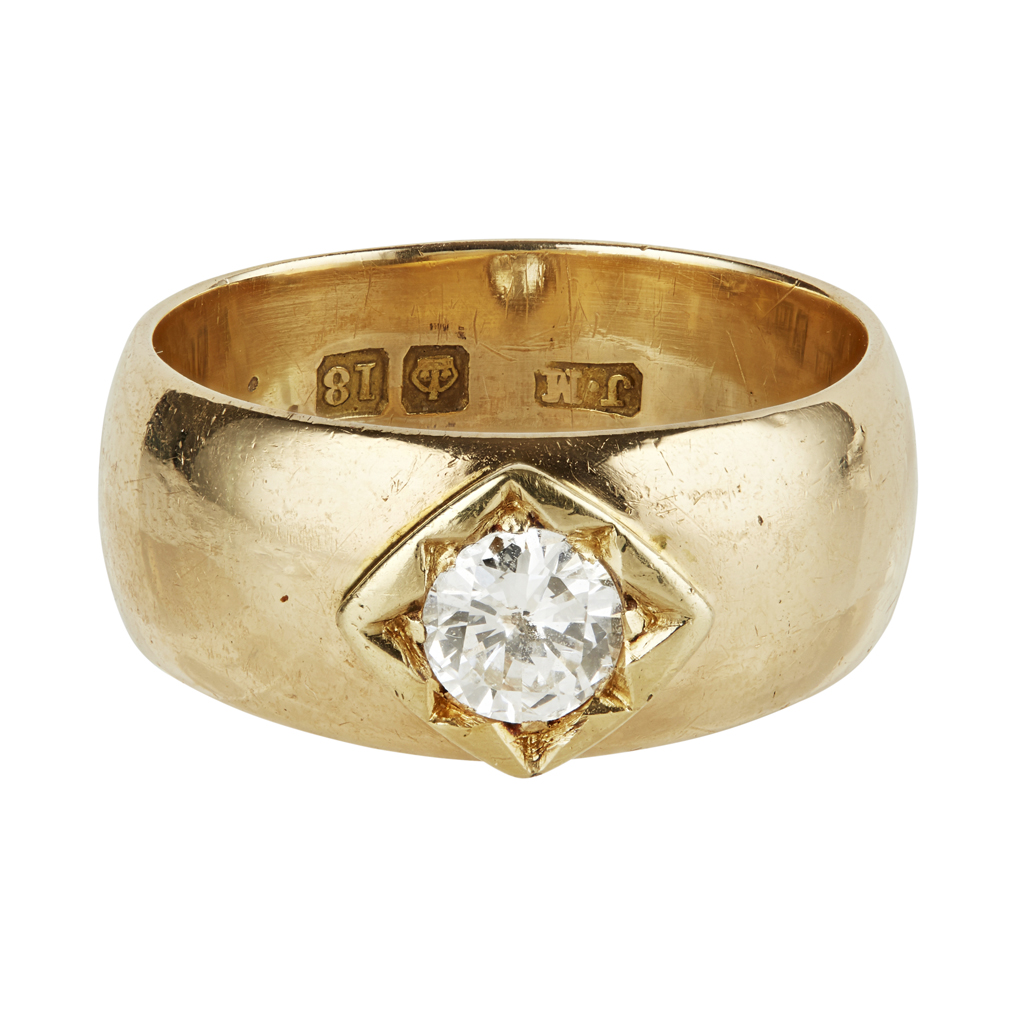 A gentleman's 18ct gold diamond set band