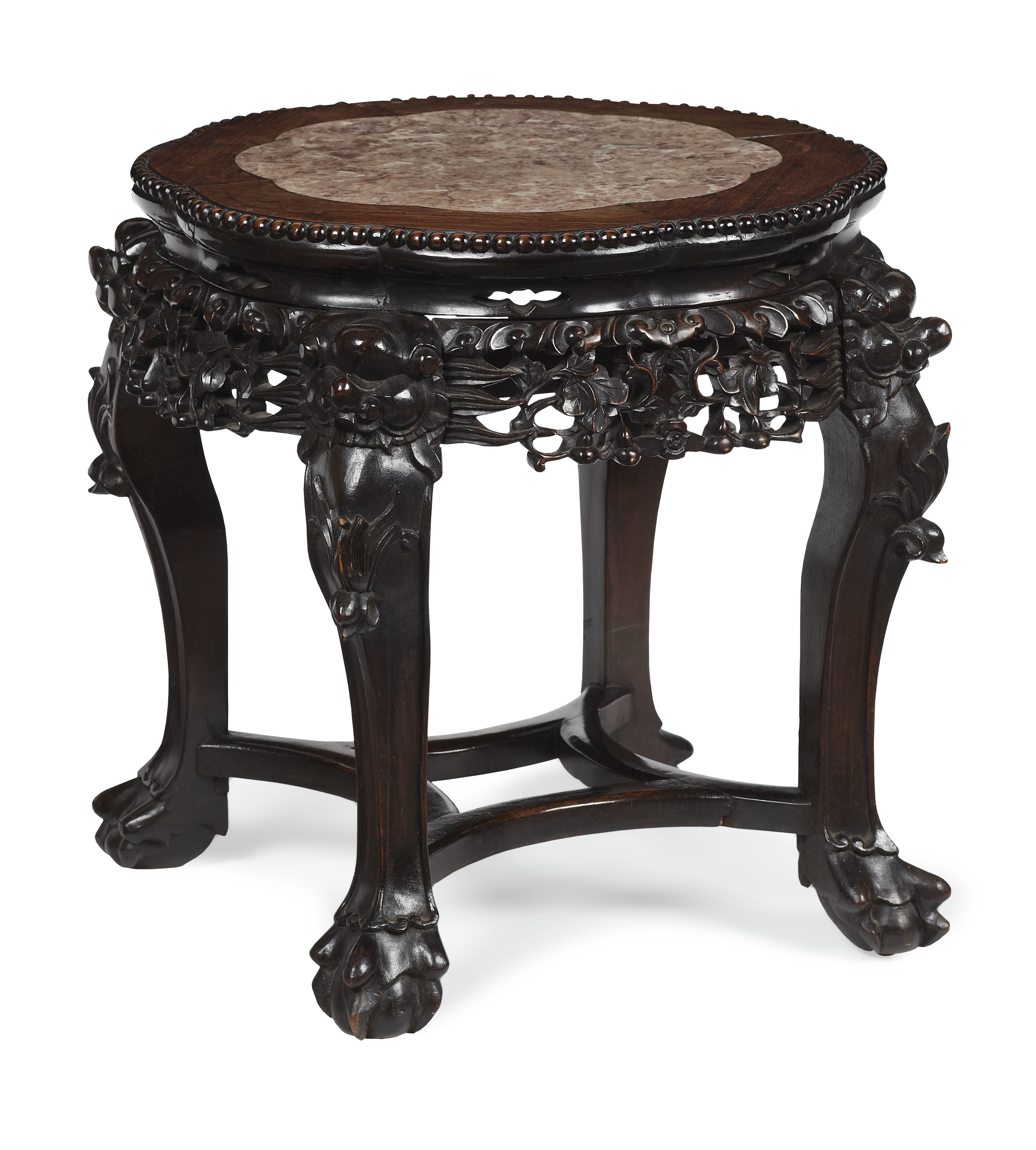 CHINESE HONGMU MARBLE TOP STAND