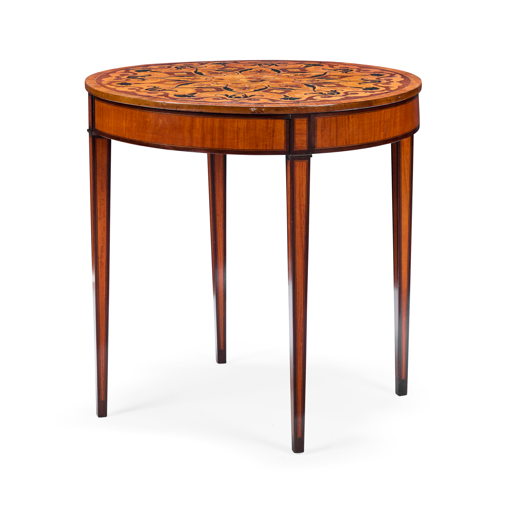 DUTCH SATINWOOD, MAHOGANY, EBONY AND ROSEWOOD CENTRE TABLE