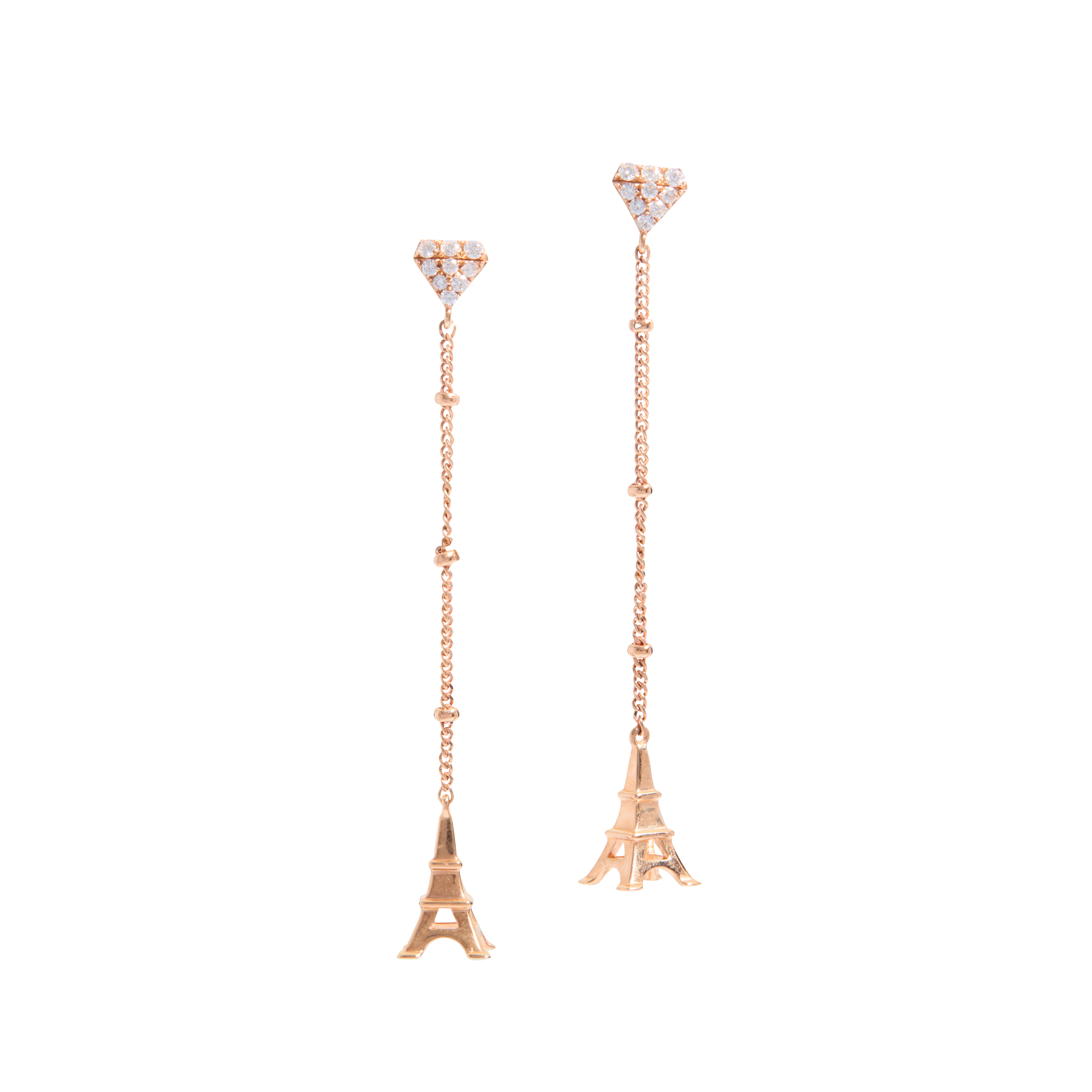 A pair of 'Eiffel Tower' diamond pendent earrings