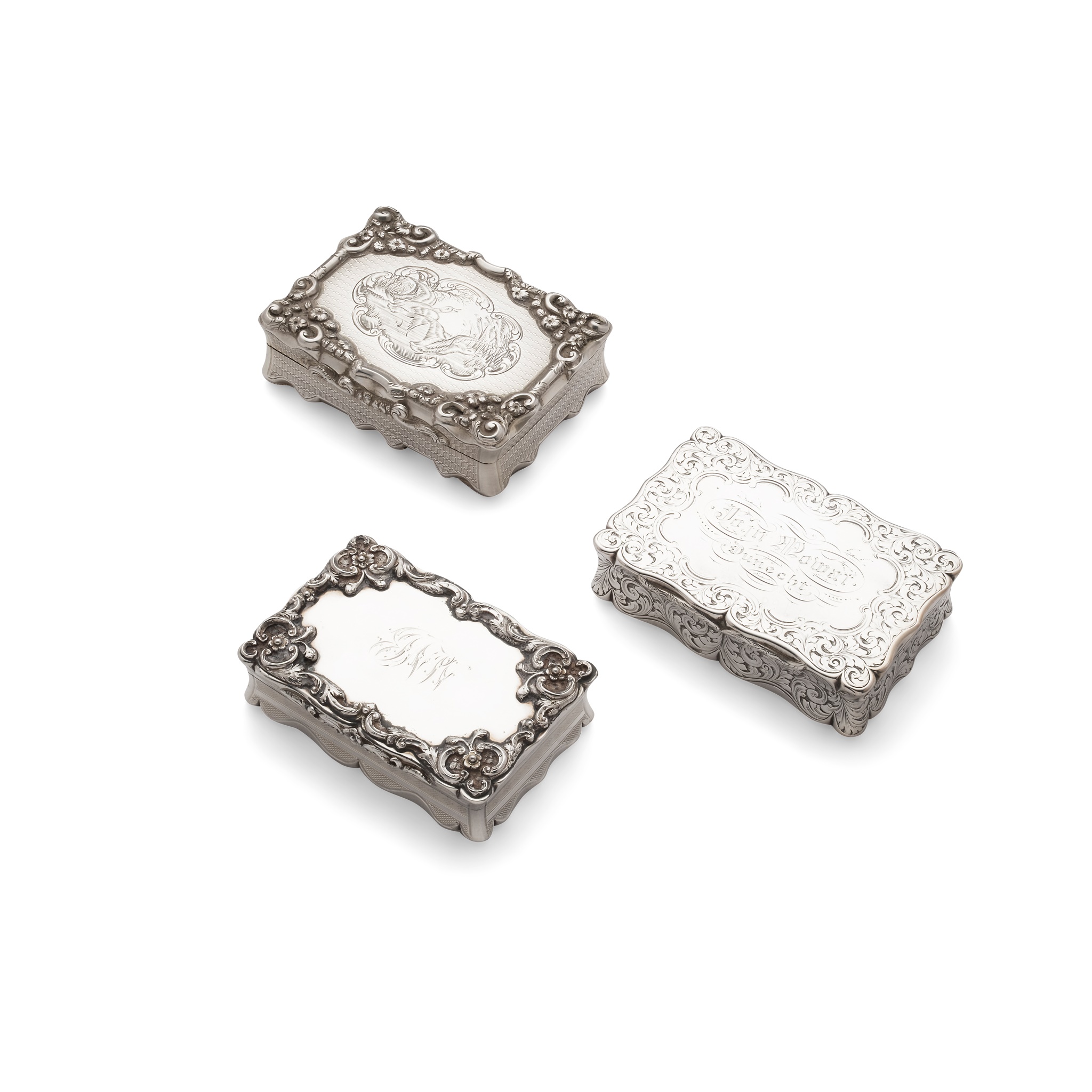 A collection of three Victorian snuff boxes