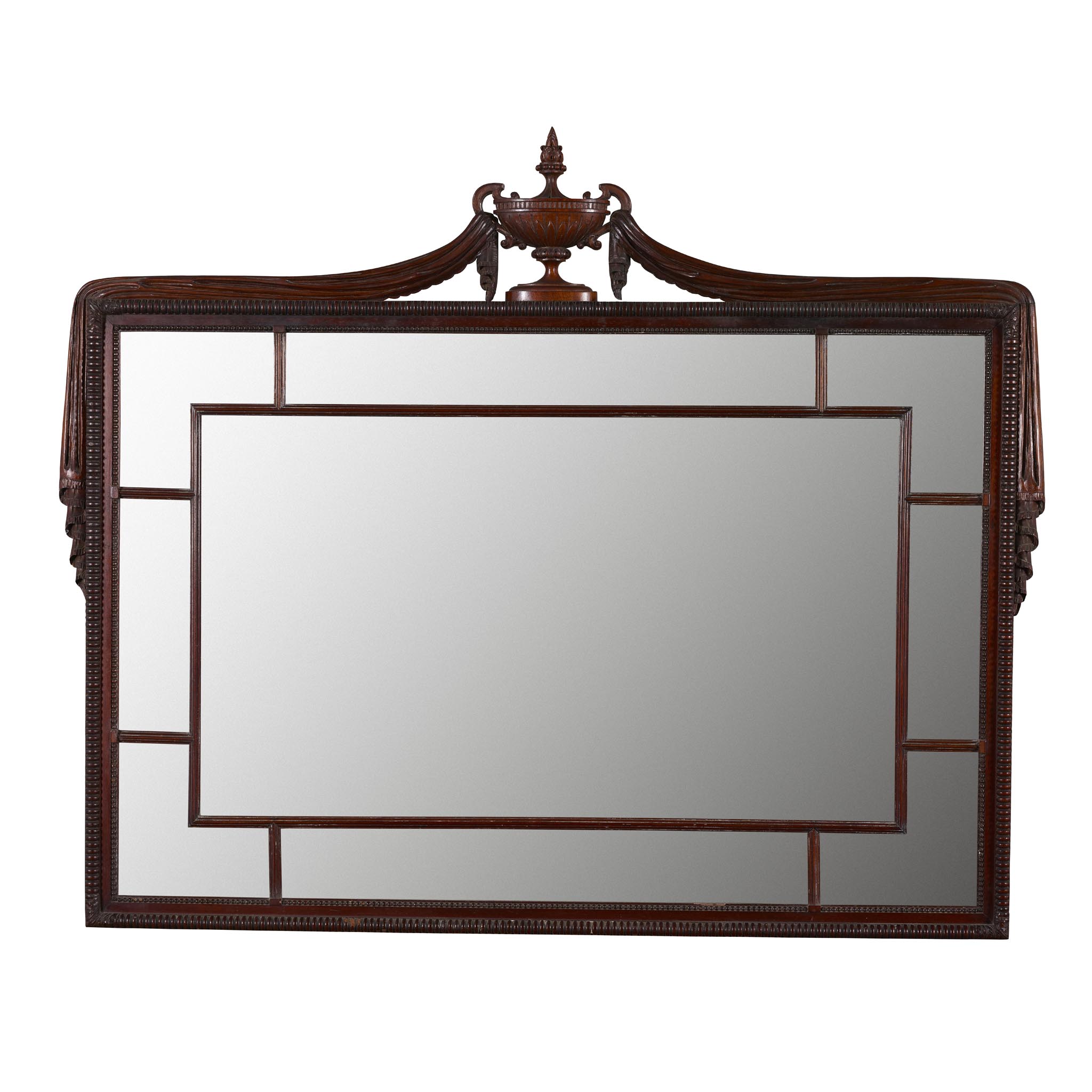 GEORGE III STYLE MAHOGANY CARVED OVERMANTEL MIRROR