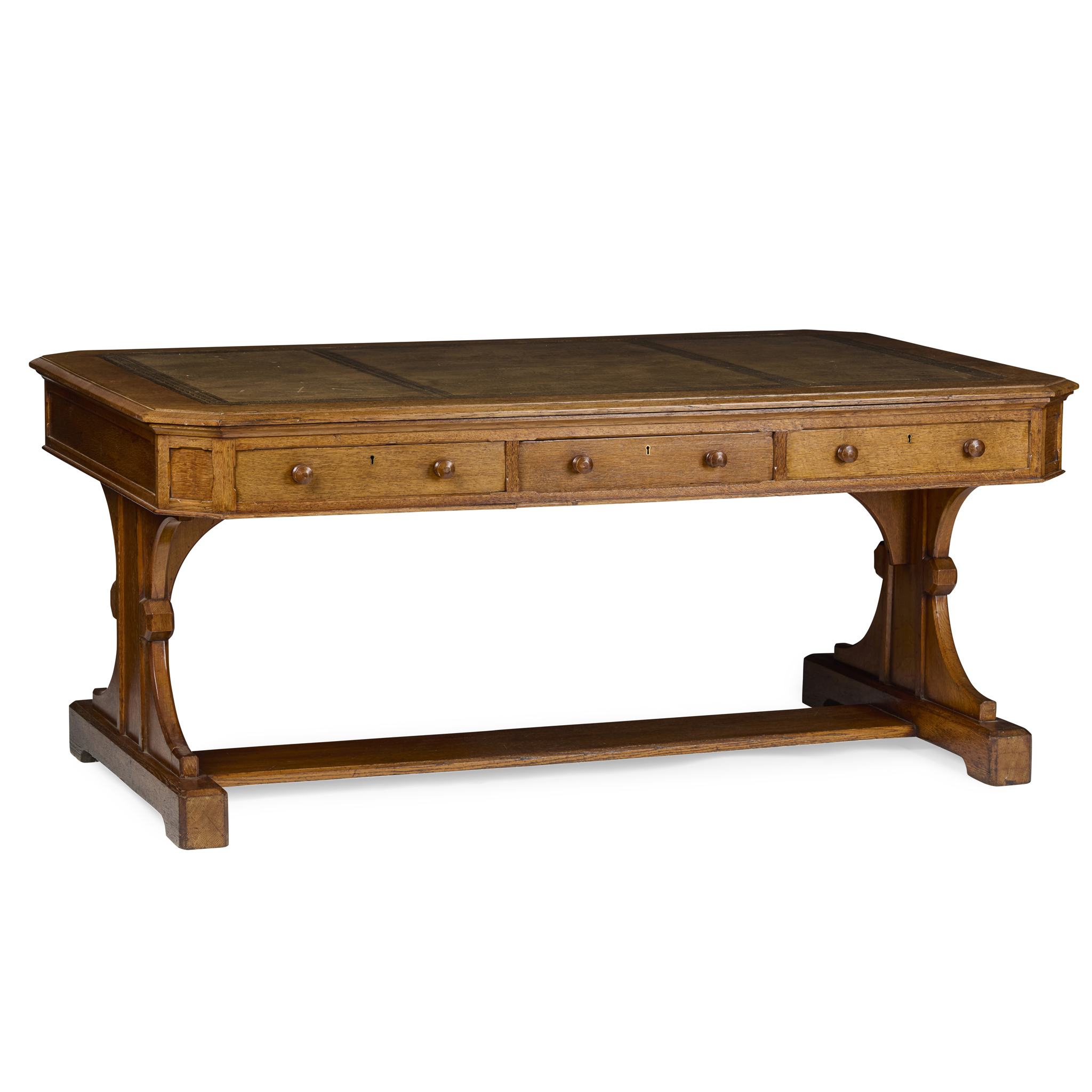GOTHIC REVIVAL OAK LIBRARY TABLE, BY BULSTRODE OF CAMBRIDGE