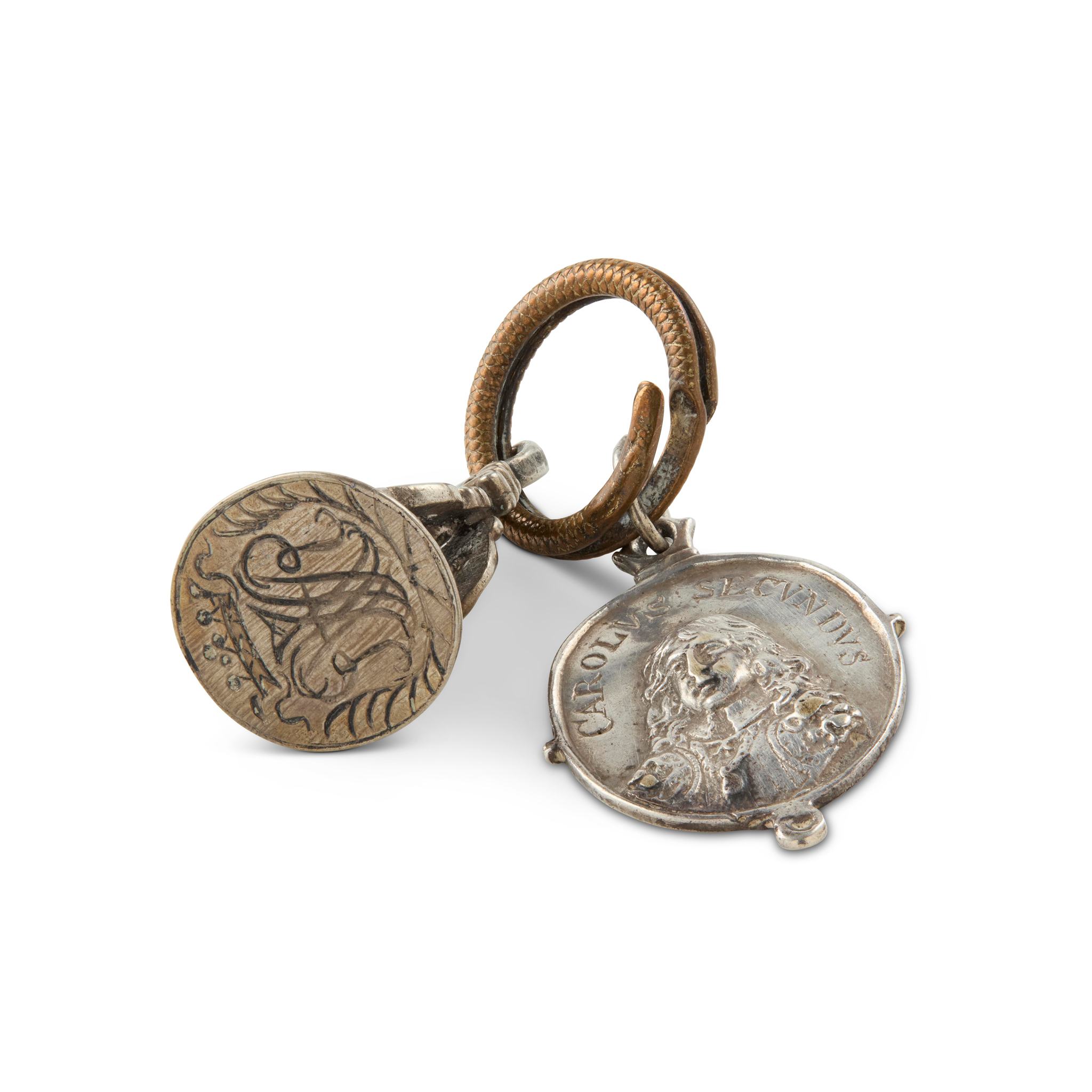 CHARLES II IN EXILE - A SILVER ROYALIST BADGE