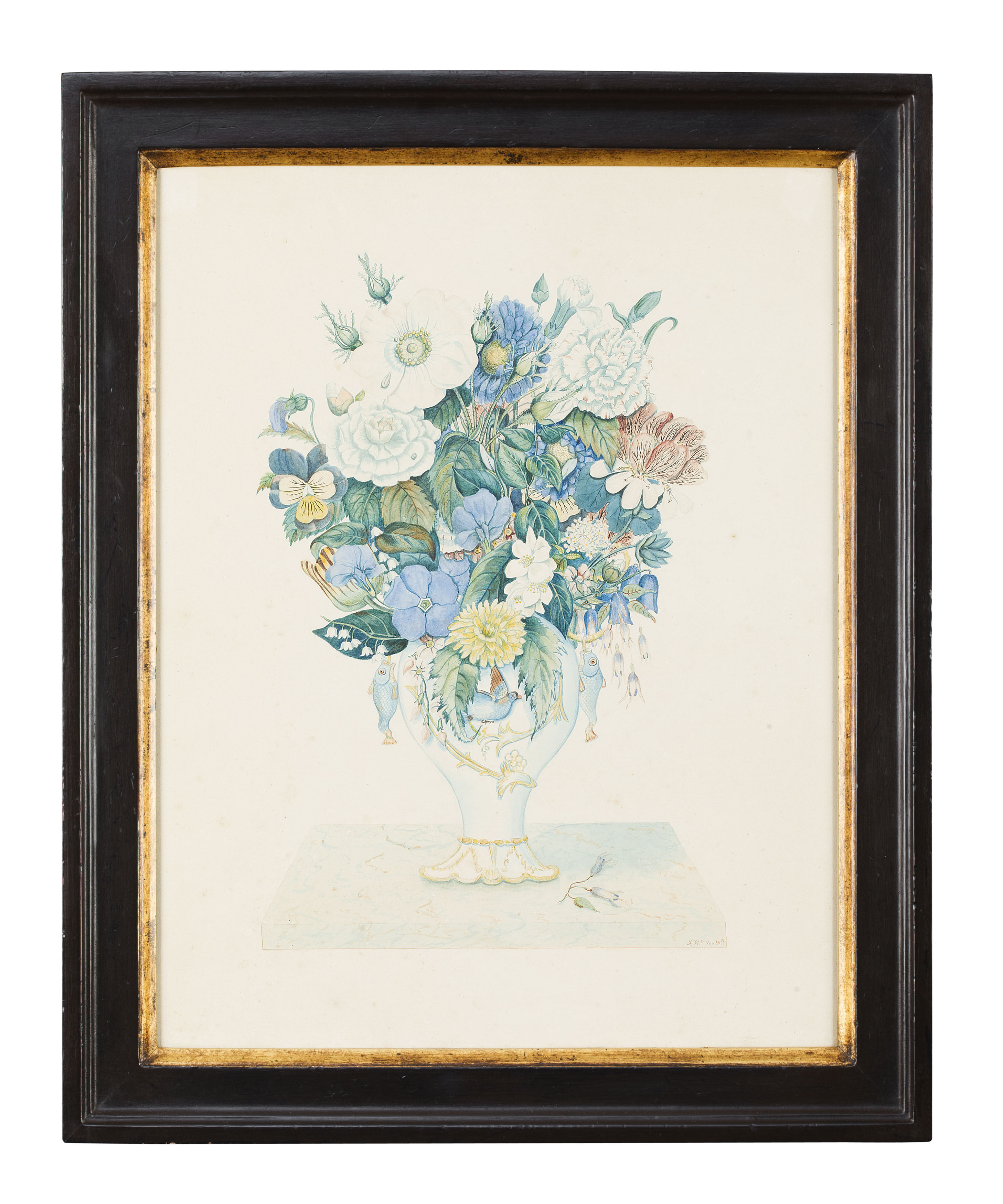 GROUP OF FIVE WATERCOLOUR STUDIES OF FLOWERS