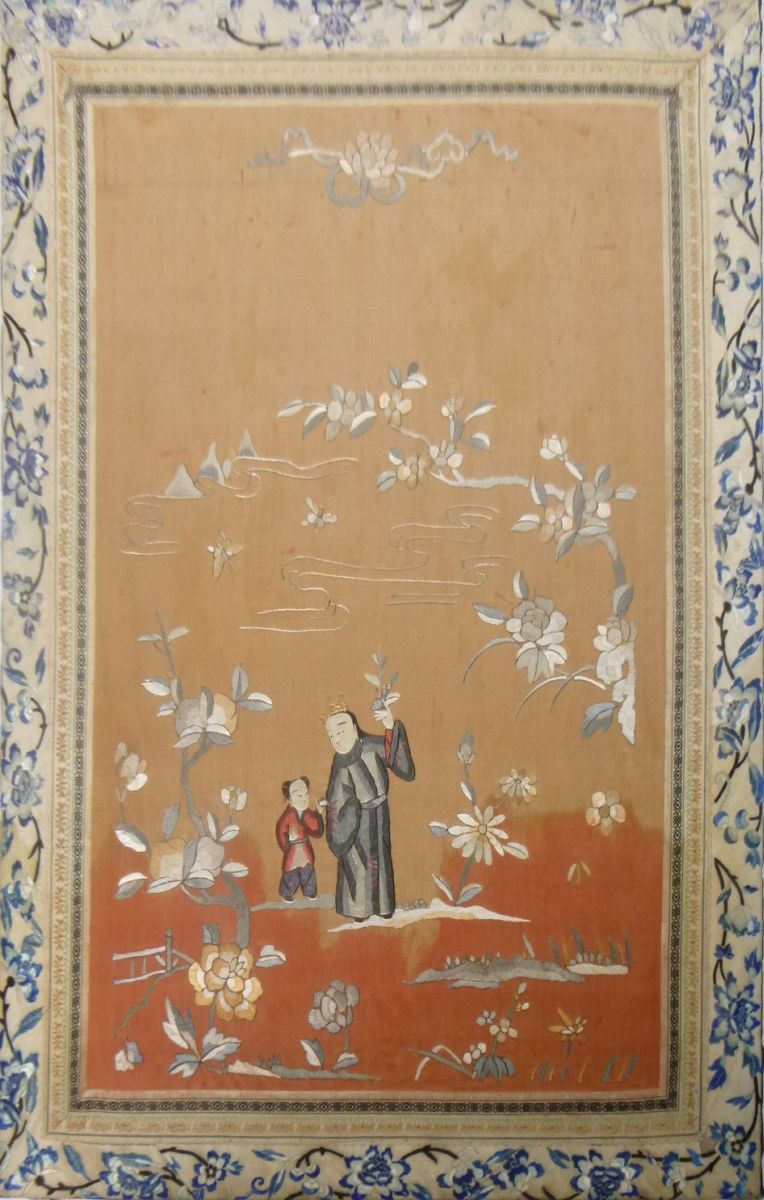 TWO CHINESE EMBROIDERED PANELS