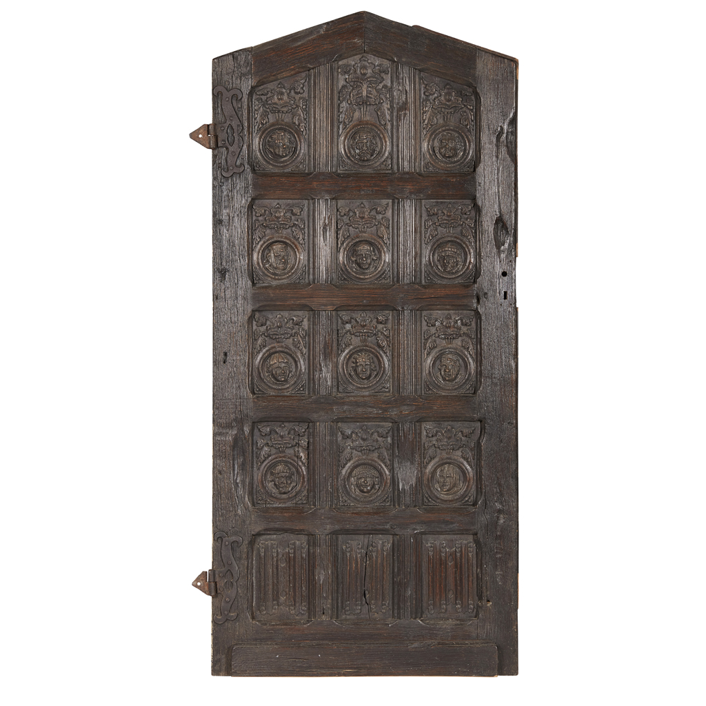 JACOBEAN CARVED OAK PANEL DOOR