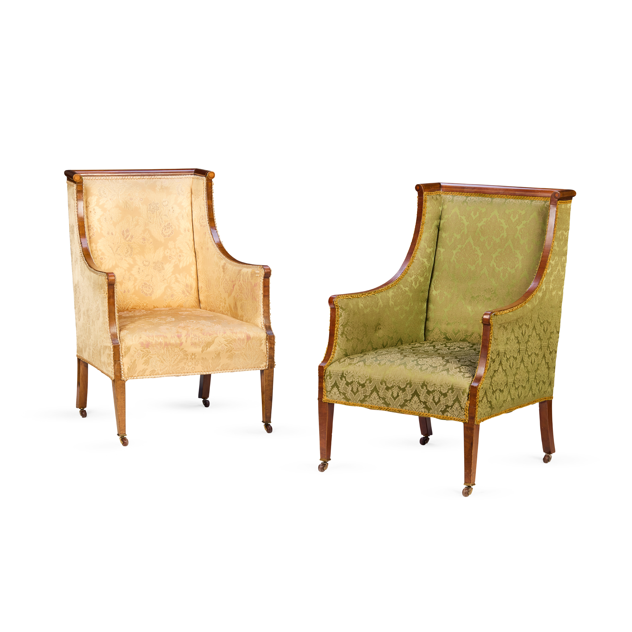 MATCHED PAIR OF EDWARDIAN MAHOGANY ARMCHAIRS