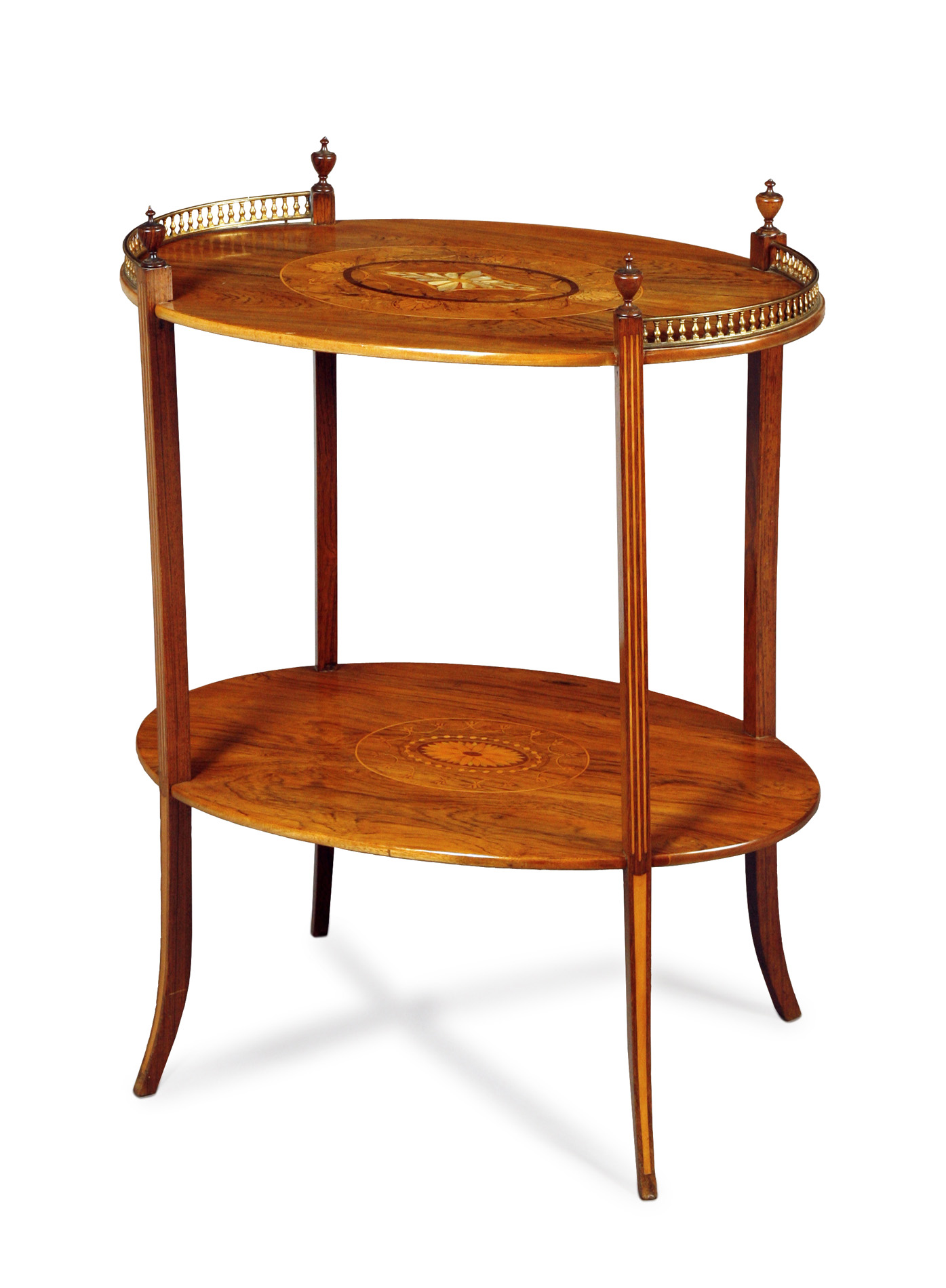 LATE VICTORIAN ROSEWOOD, MAHOGANY AND MOTHER-OF-PEARL INLAID WHATNOT