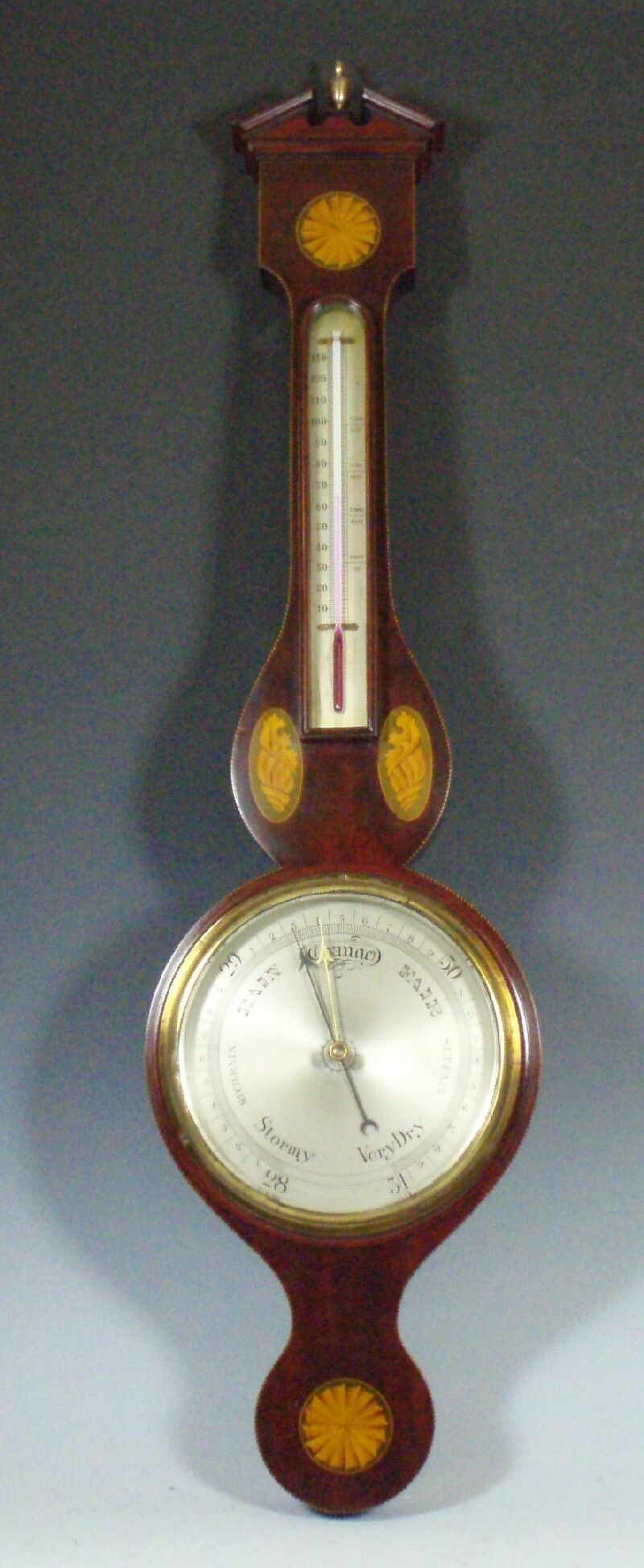 An Edwardian style mahogany banjo barometer