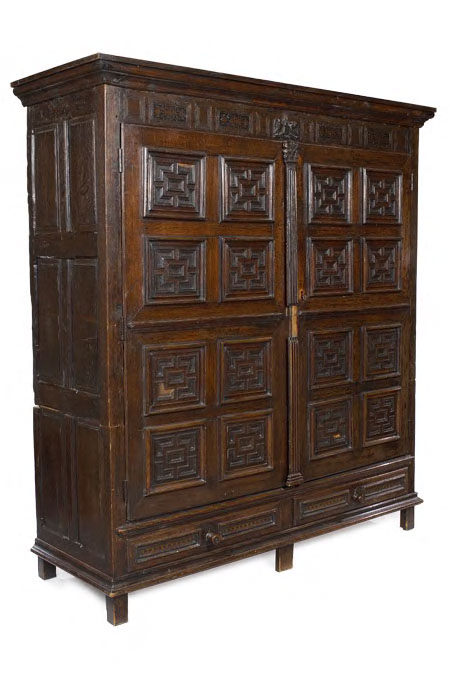 A late 17th/early 18th century oak press cupboard,