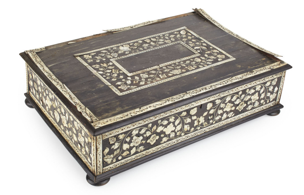 INDIAN EBONY AND IVORY INLAID WORKBOX