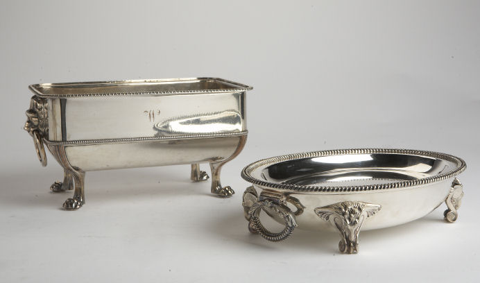 A Sheffield plate entrée dish stand