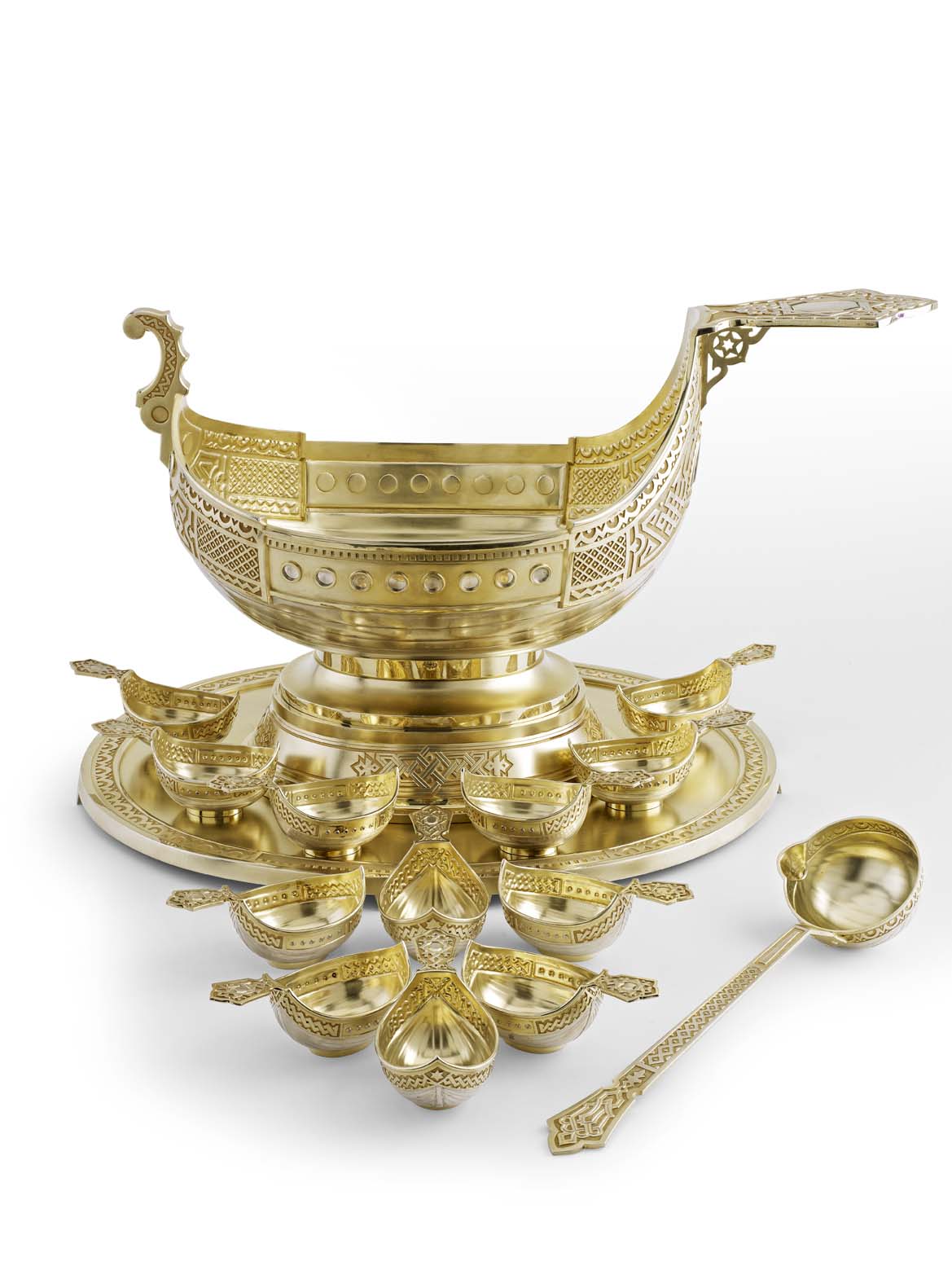 An Important Russian Imperial Presentation silver and parcel silver gilt Punch Set to Rear Admiral Charles Henry Davis, U.S.N.