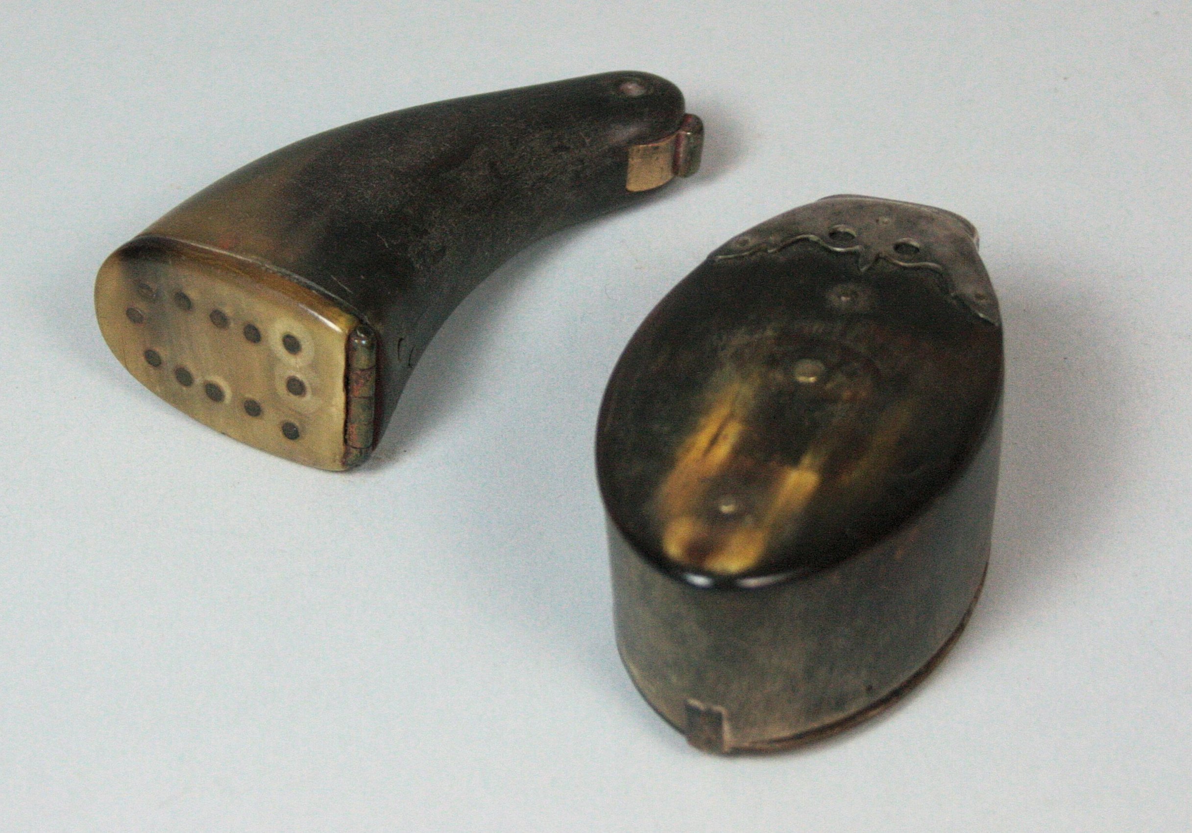 An 18th century horn and silver mounted snuff box