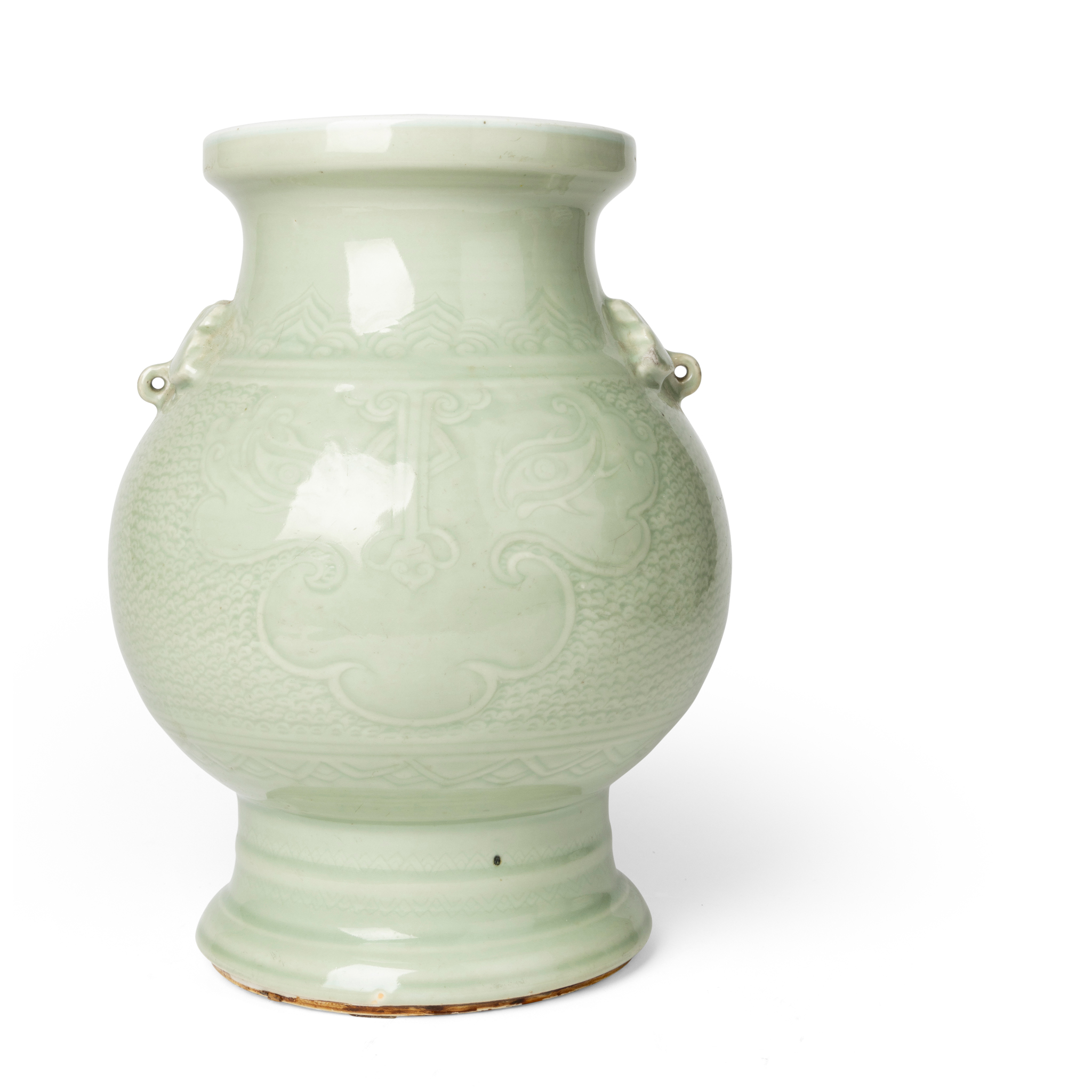 CHINESE CELADON-GLAZED ARCHAISTIC HU-FORM VASE