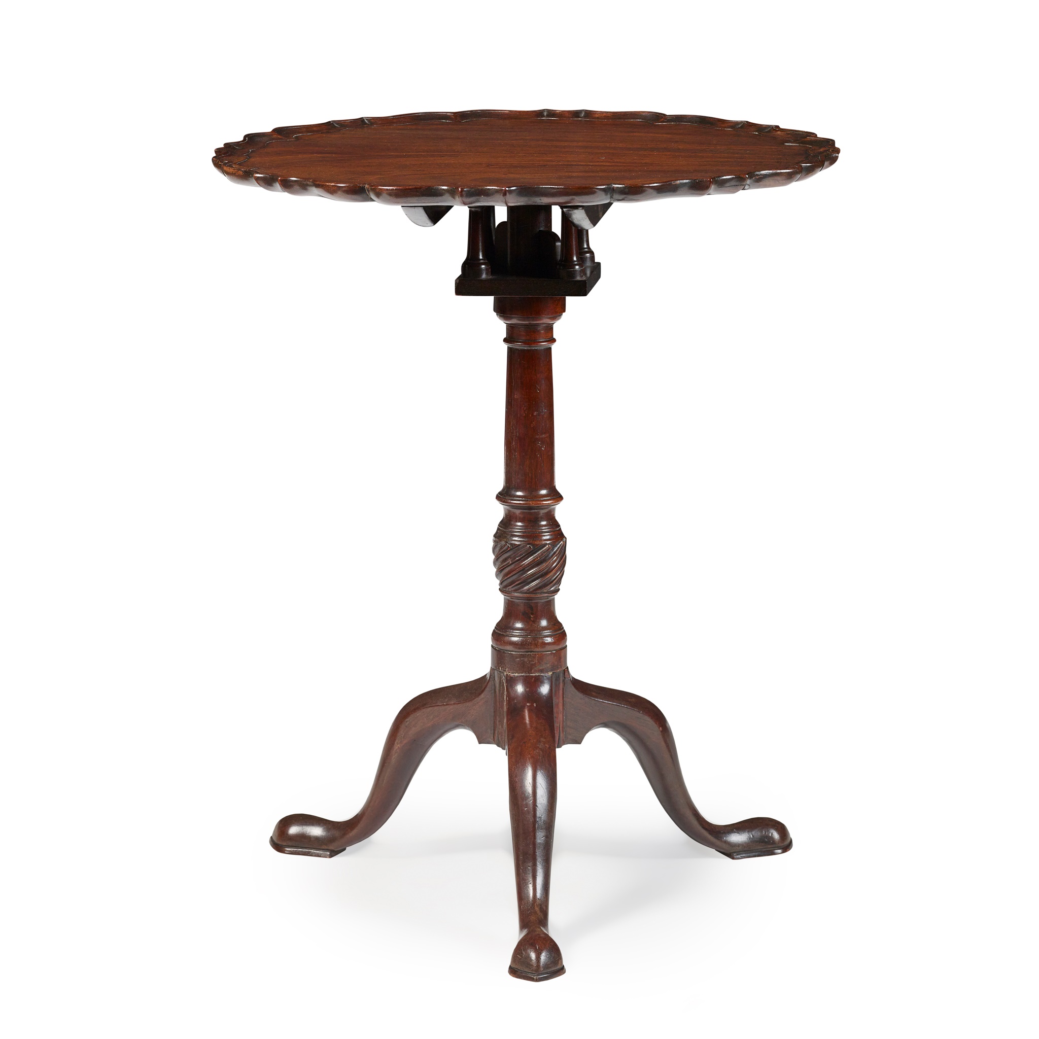 EARLY GEORGE III MAHOGANY BIRDCAGE TRIPOD TEA TABLE