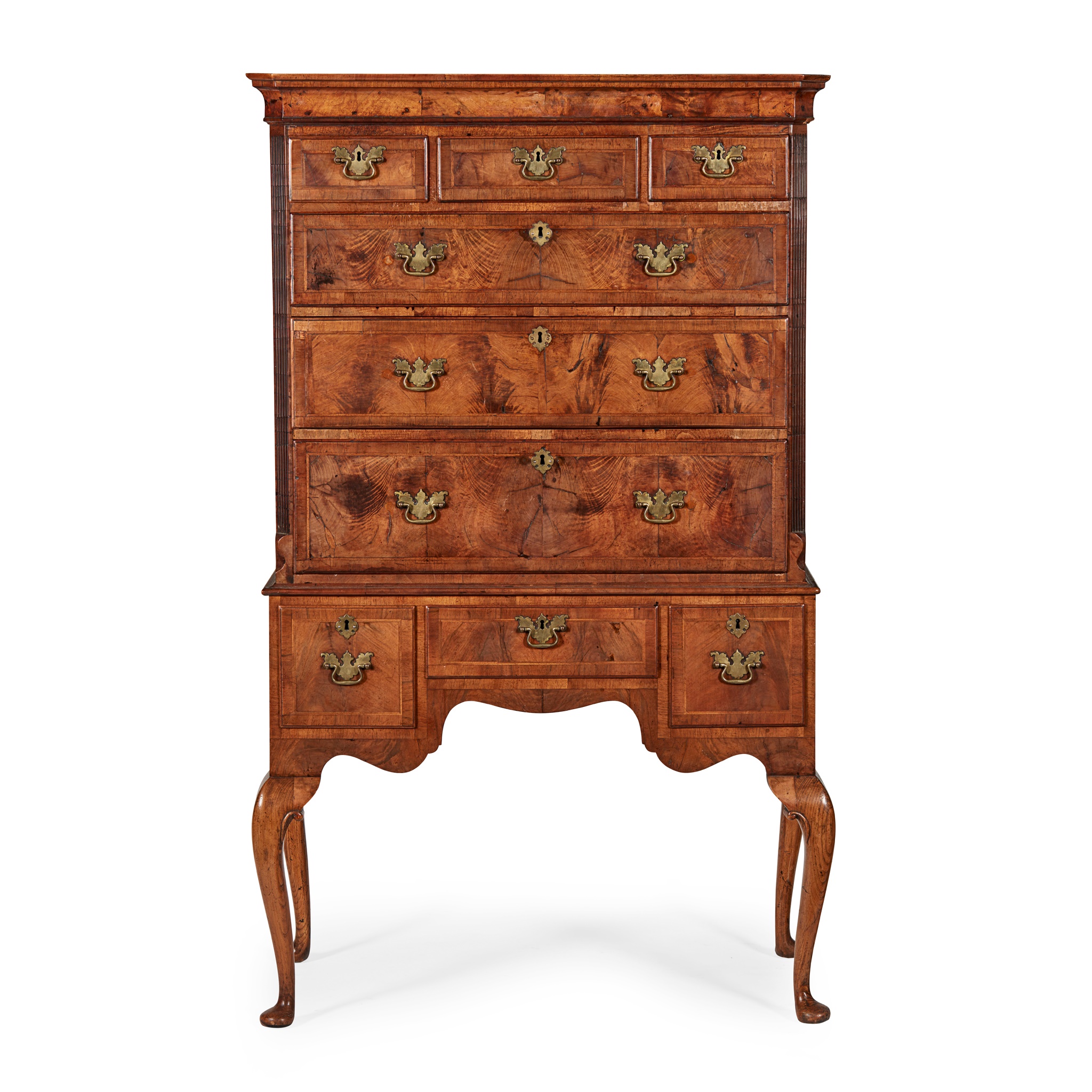 GEORGE II WALNUT CHEST-ON-STAND