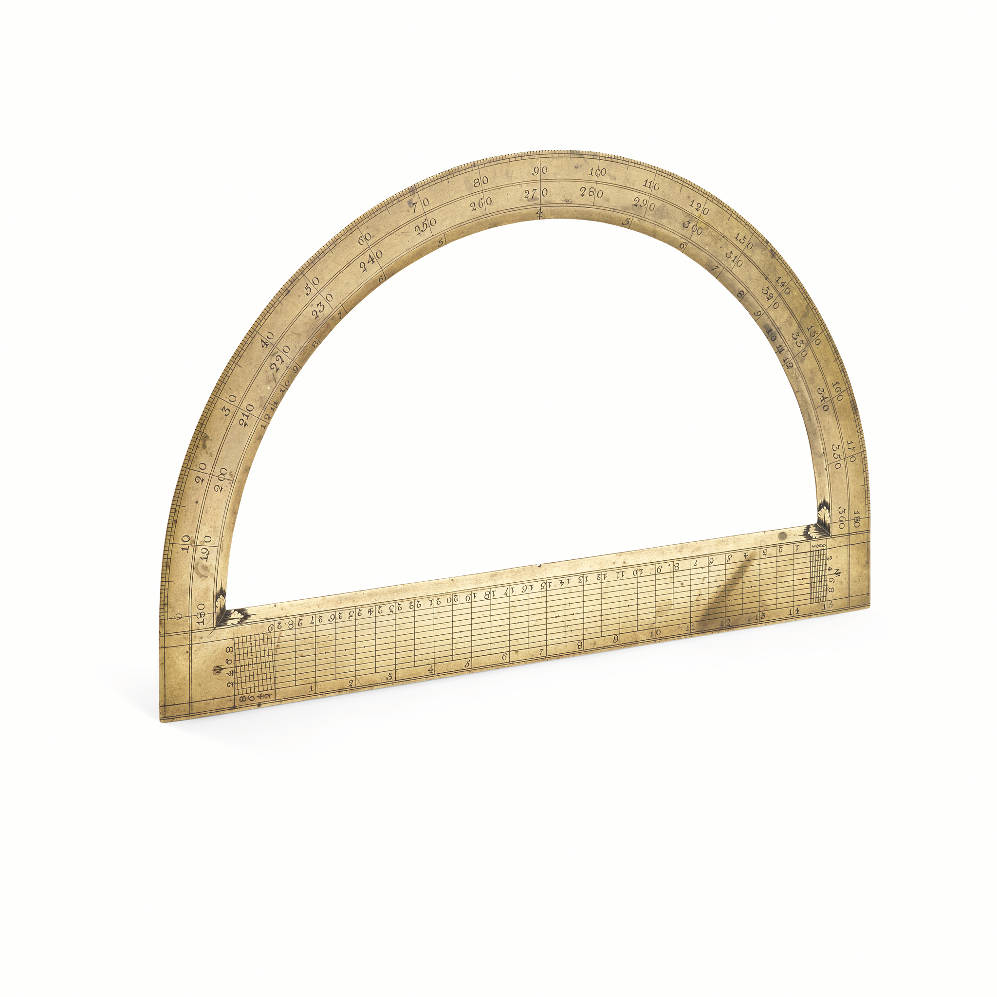 Brass semi circular protractor