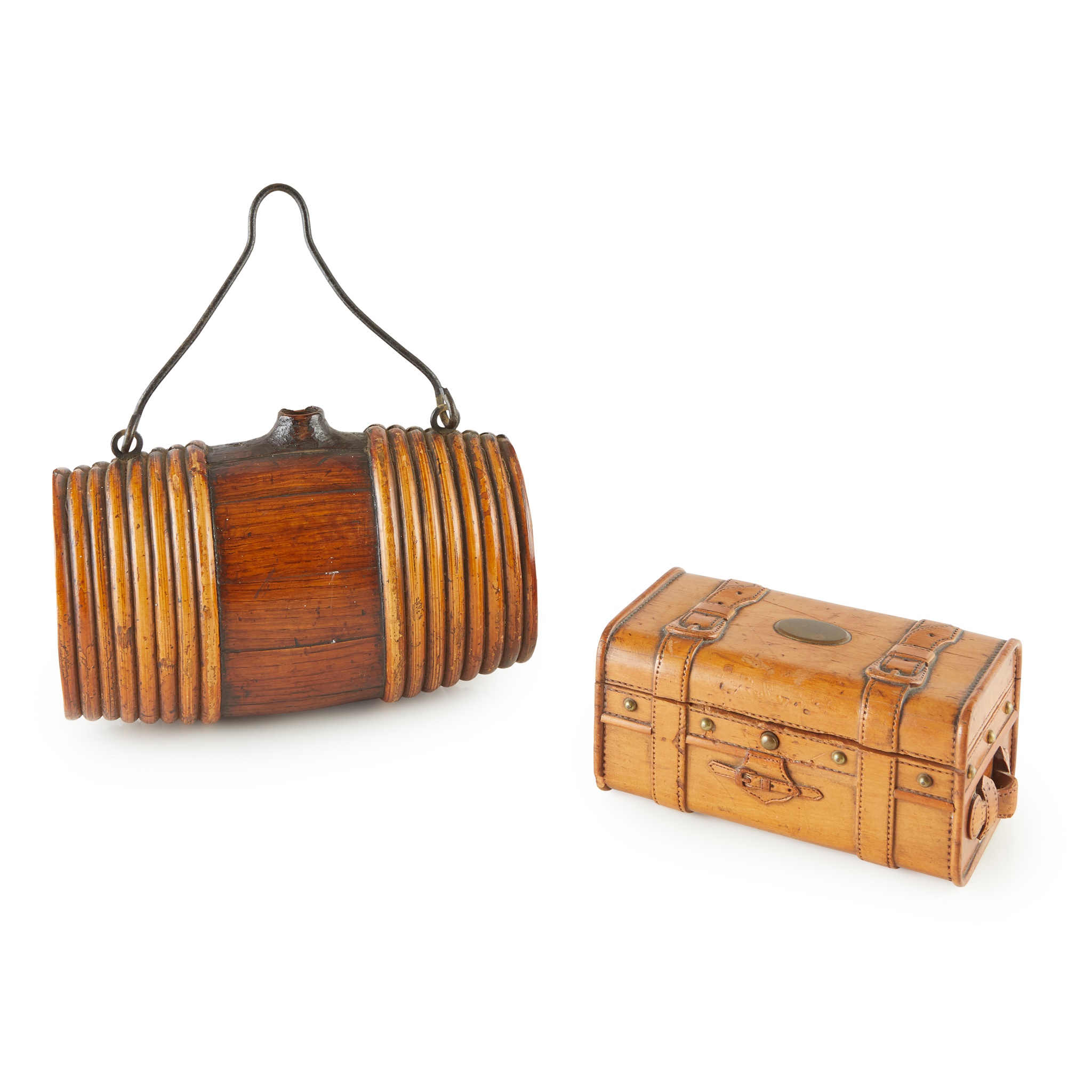 TWO TREEN NOVELTY CONTAINERS