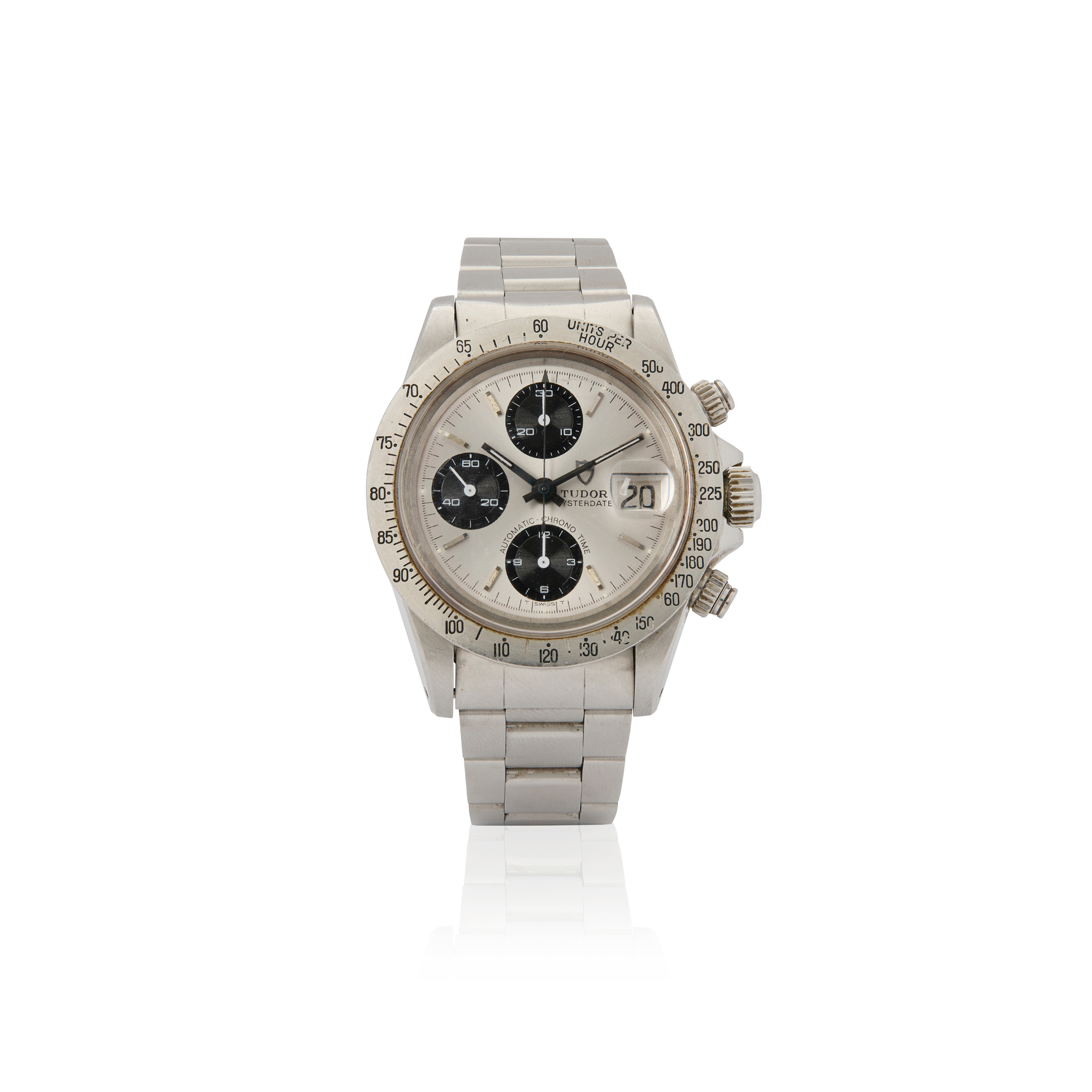 Tudor. An unusual stainless steel automatic chronograph wristwatch