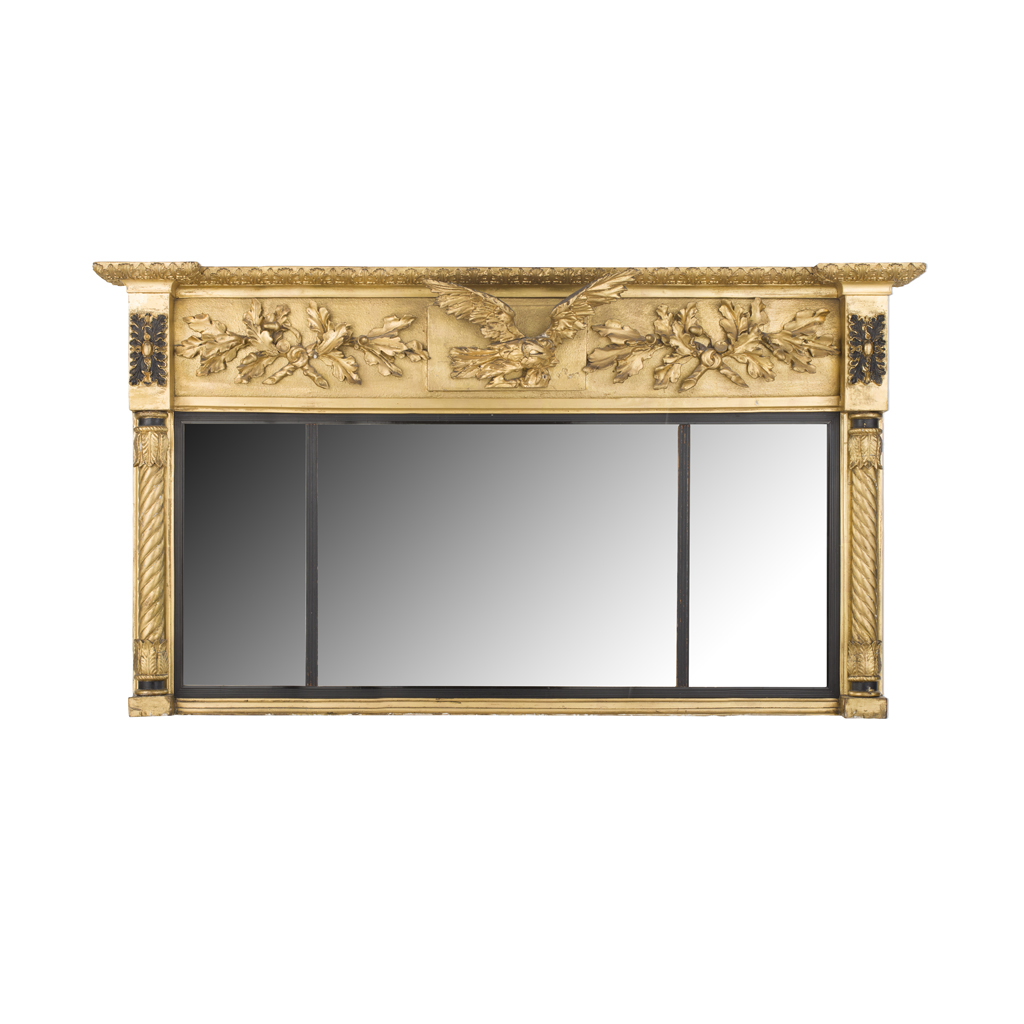 REGENCY GILTWOOD TRIPLE OVERMANTEL MIRROR
