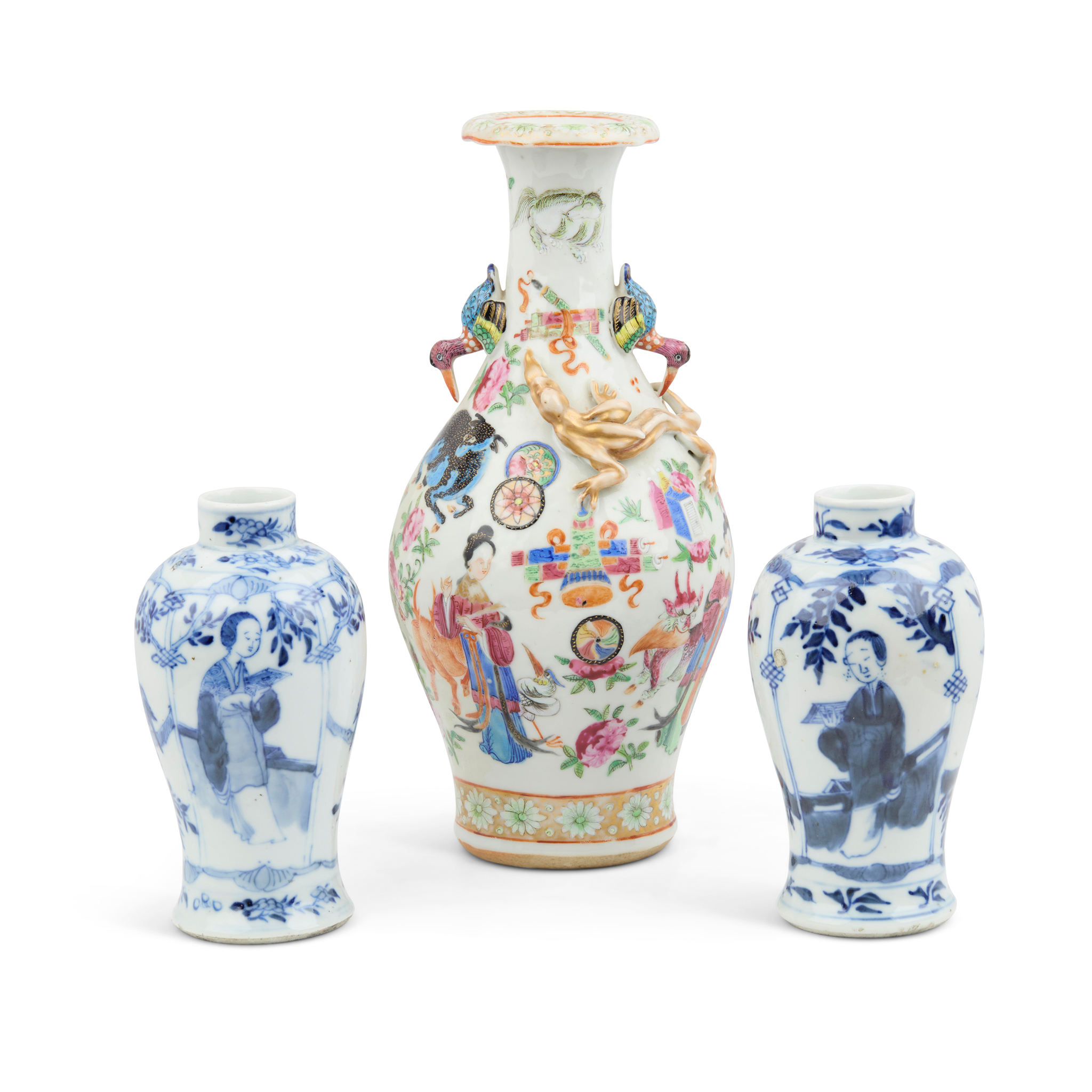 GROUP OF THREE CHINESE PORCELAIN 'FIGURAL' VASES