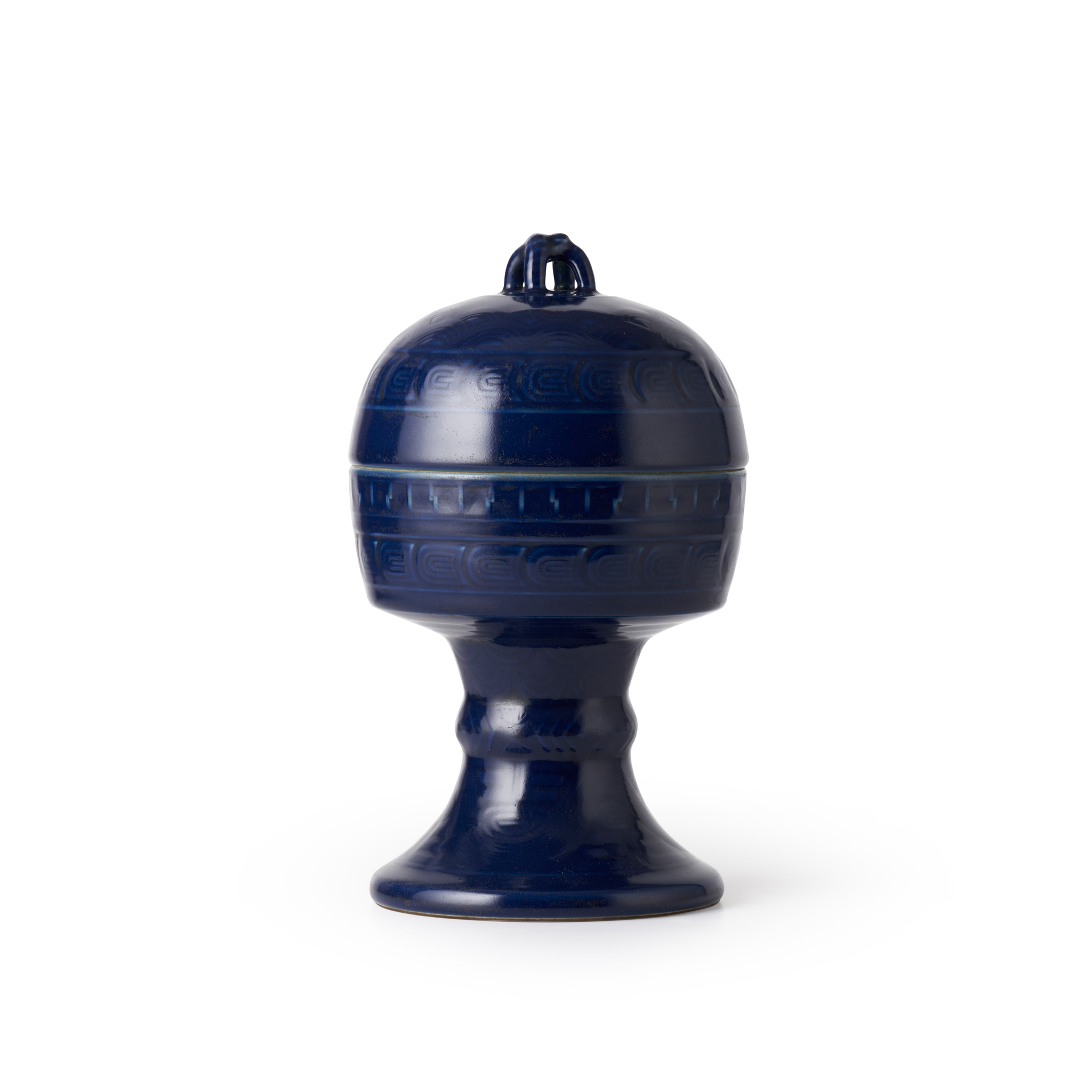 BLUE-GLAZED 'DOU' RITUAL VESSEL AND COVER