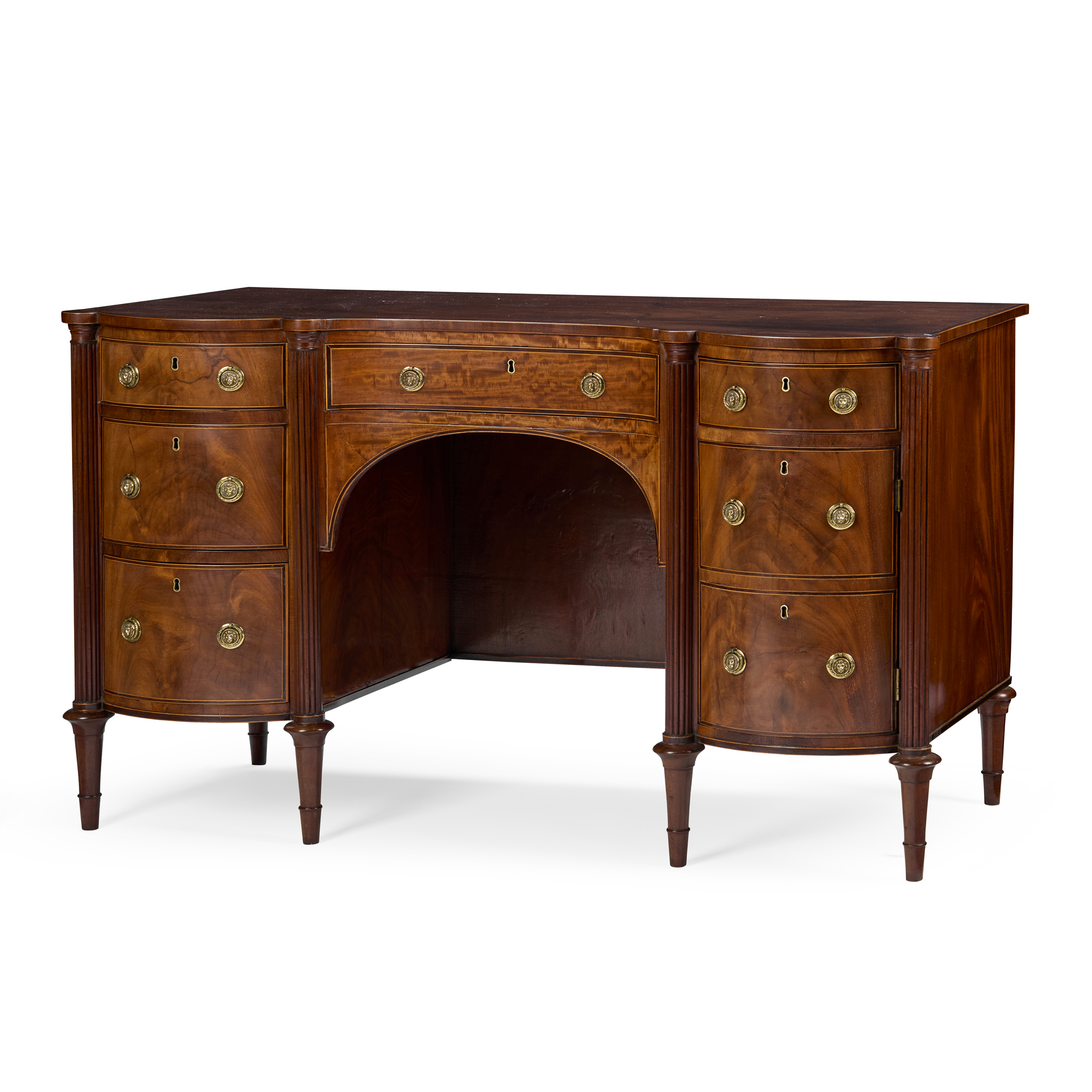 REGENCY MAHOGANY AND ROSEWOOD KNEEHOLE DESK