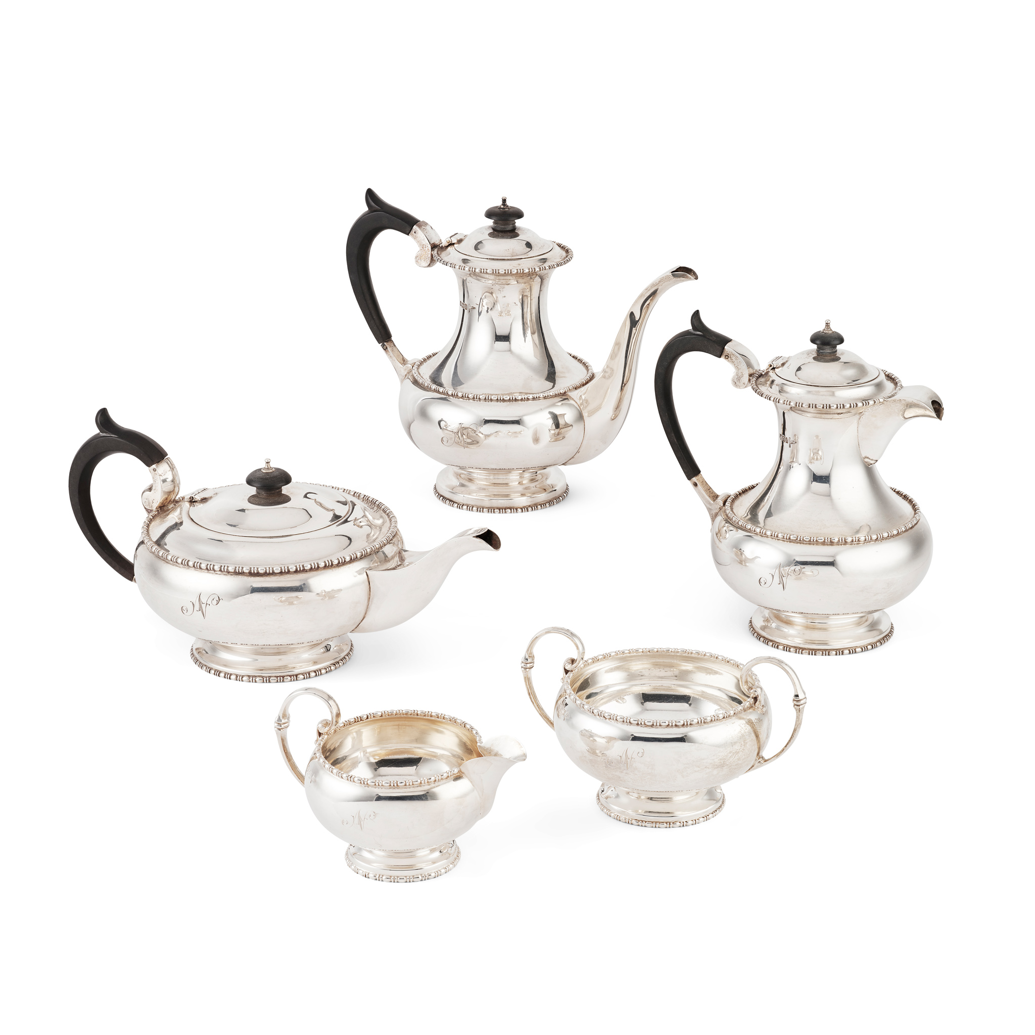 A MATCHED GEORGE V FIVE-PIECE COFFEE & TEA-SERVICE