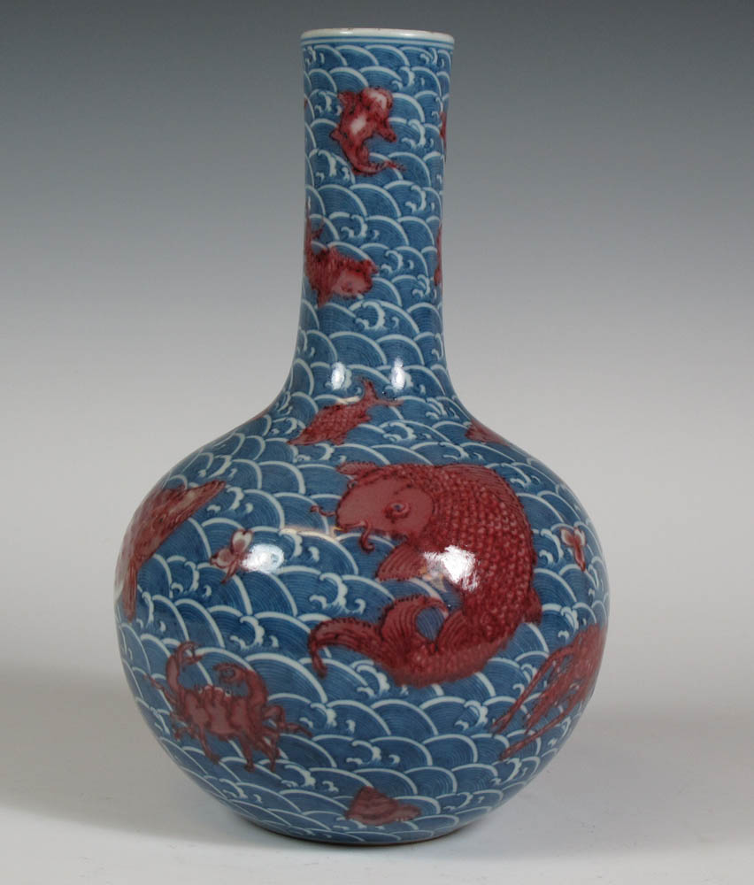 A Chinese porcelain bottle vase Qianlong mark, but later