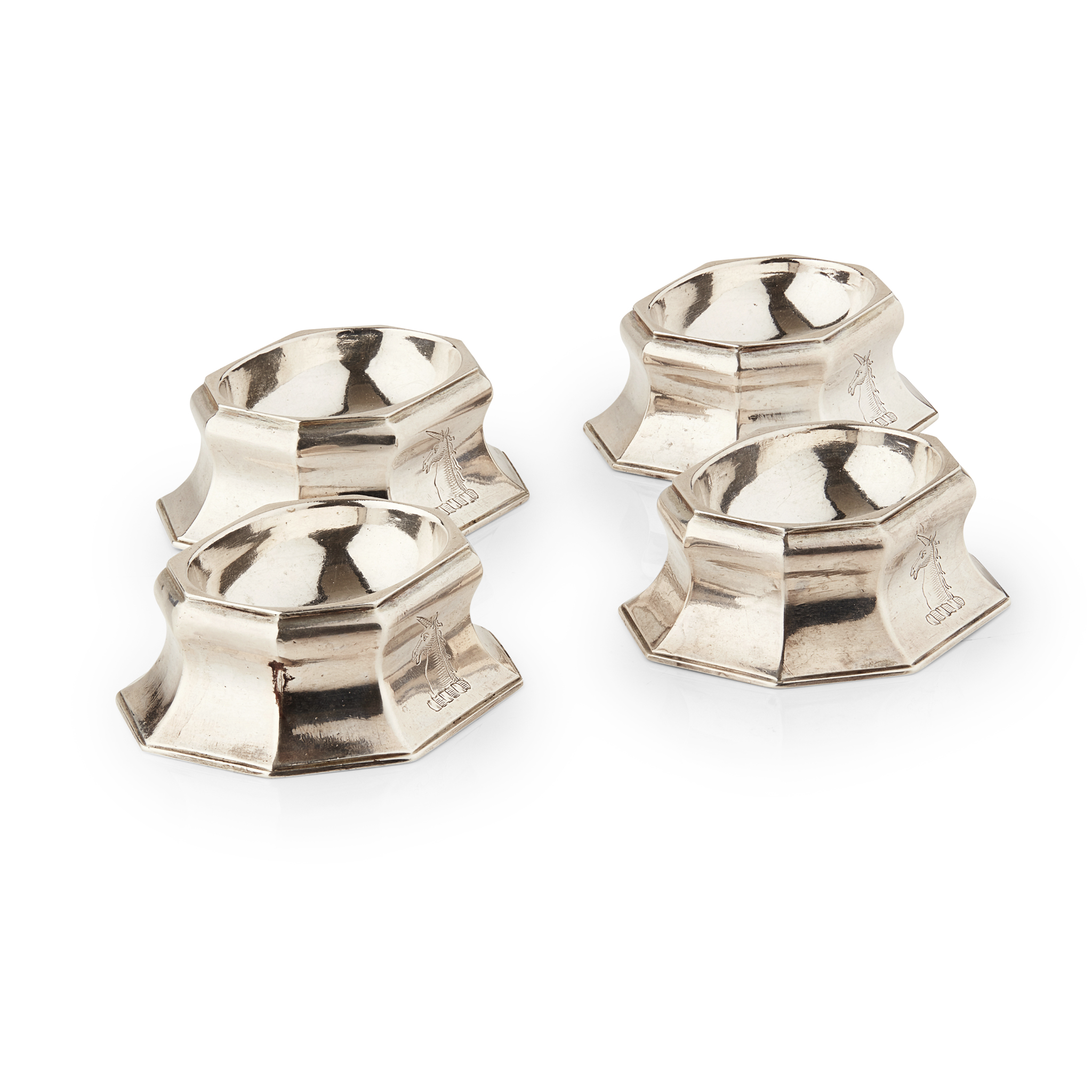 A set of four Britannia standard George I trencher salts