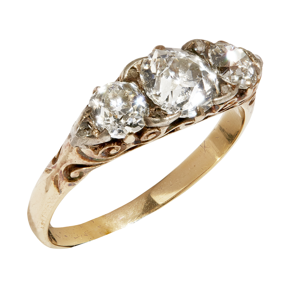 A Victorian three stone diamond ring
