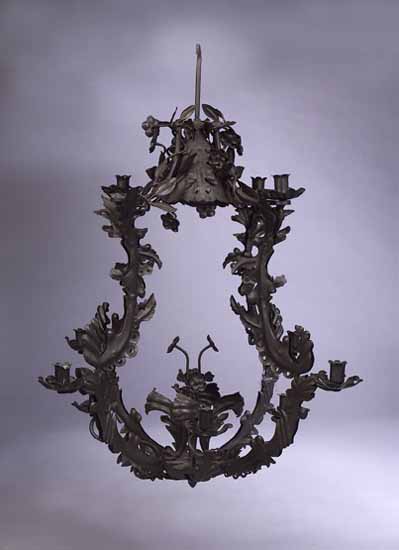 A wrought iron chandelier