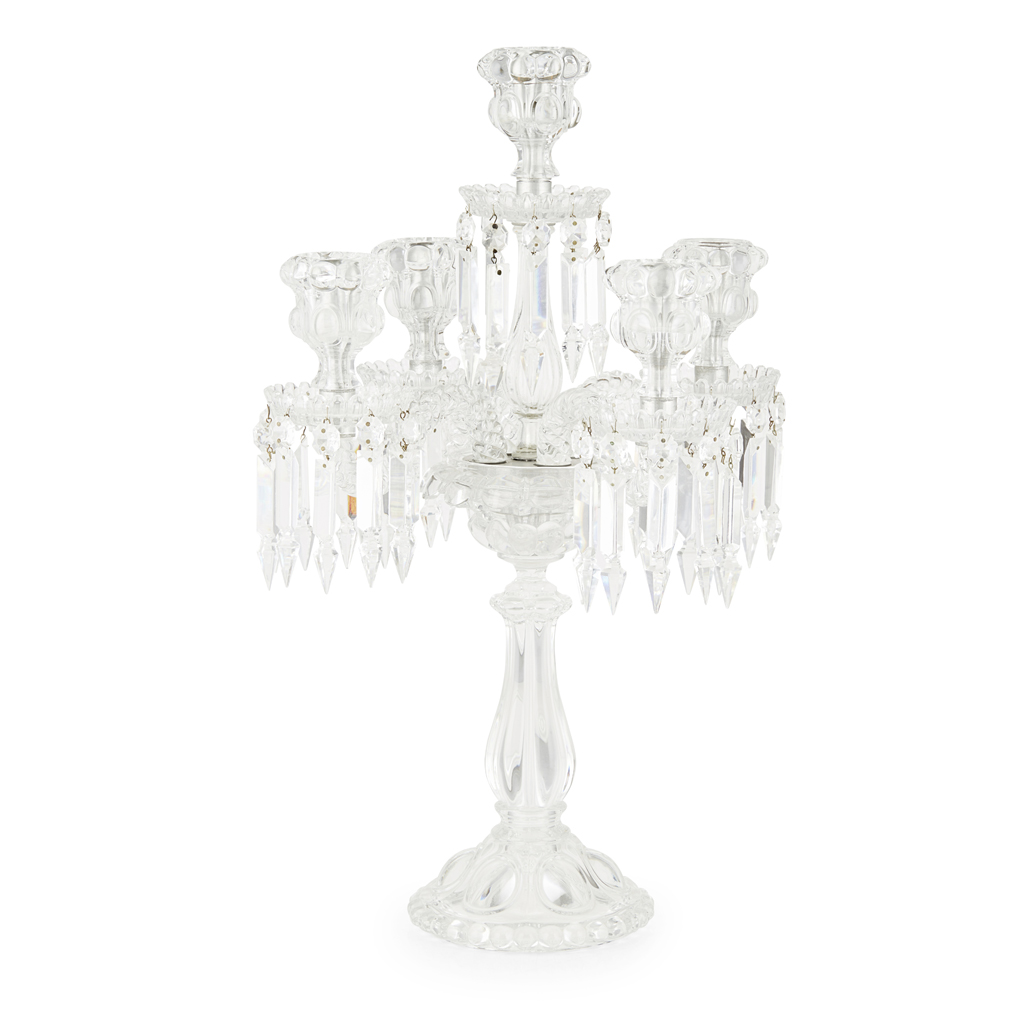 BACCARAT CUT-GLASS FIVE-LIGHT CANDELABRA