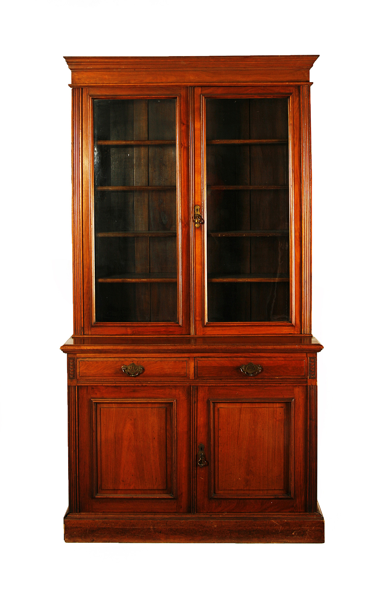 VICTORIAN WALNUT BOOKCASE AND UNDERCABINET