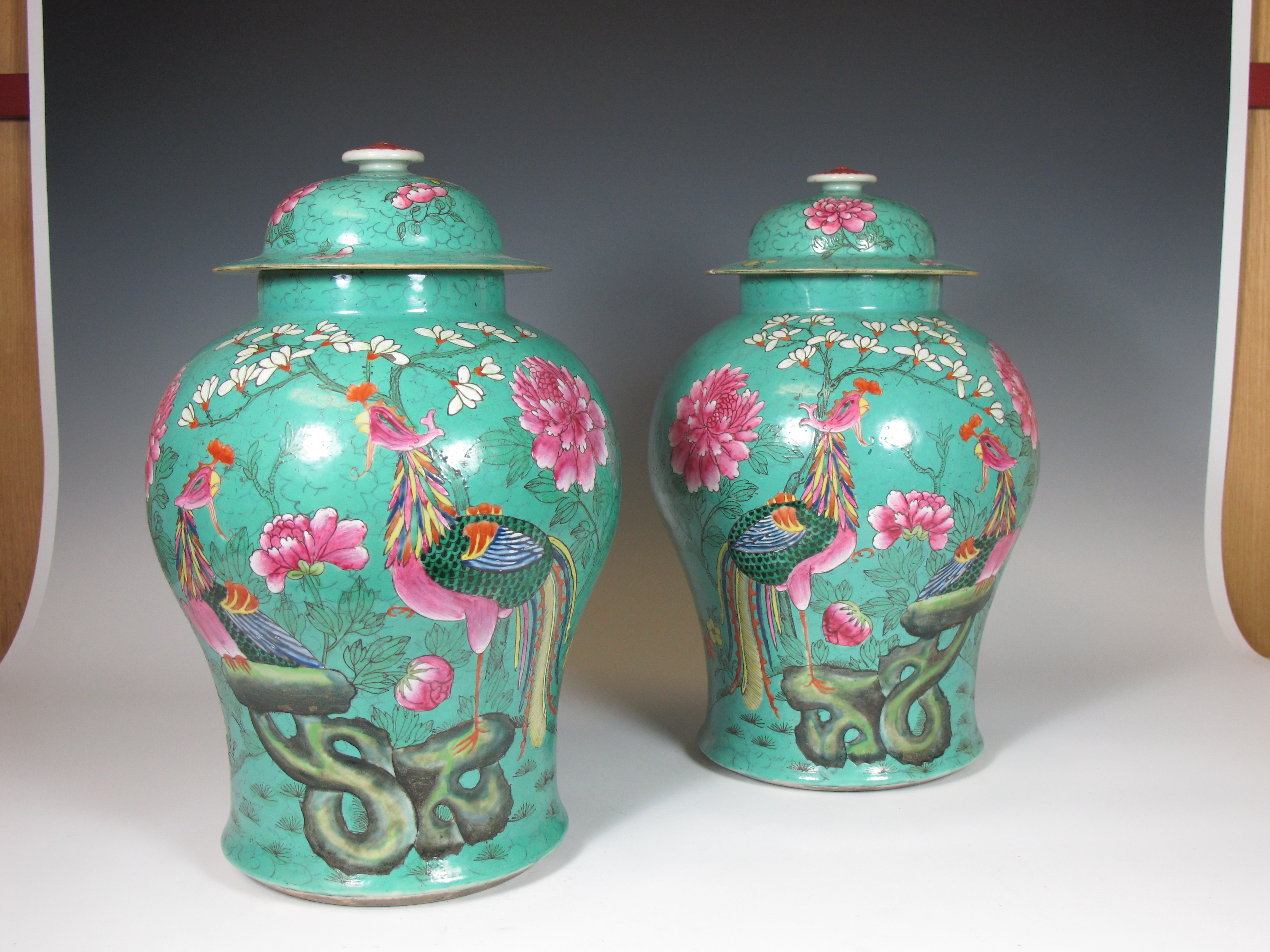A pair of 19th century Chinese jars and covers