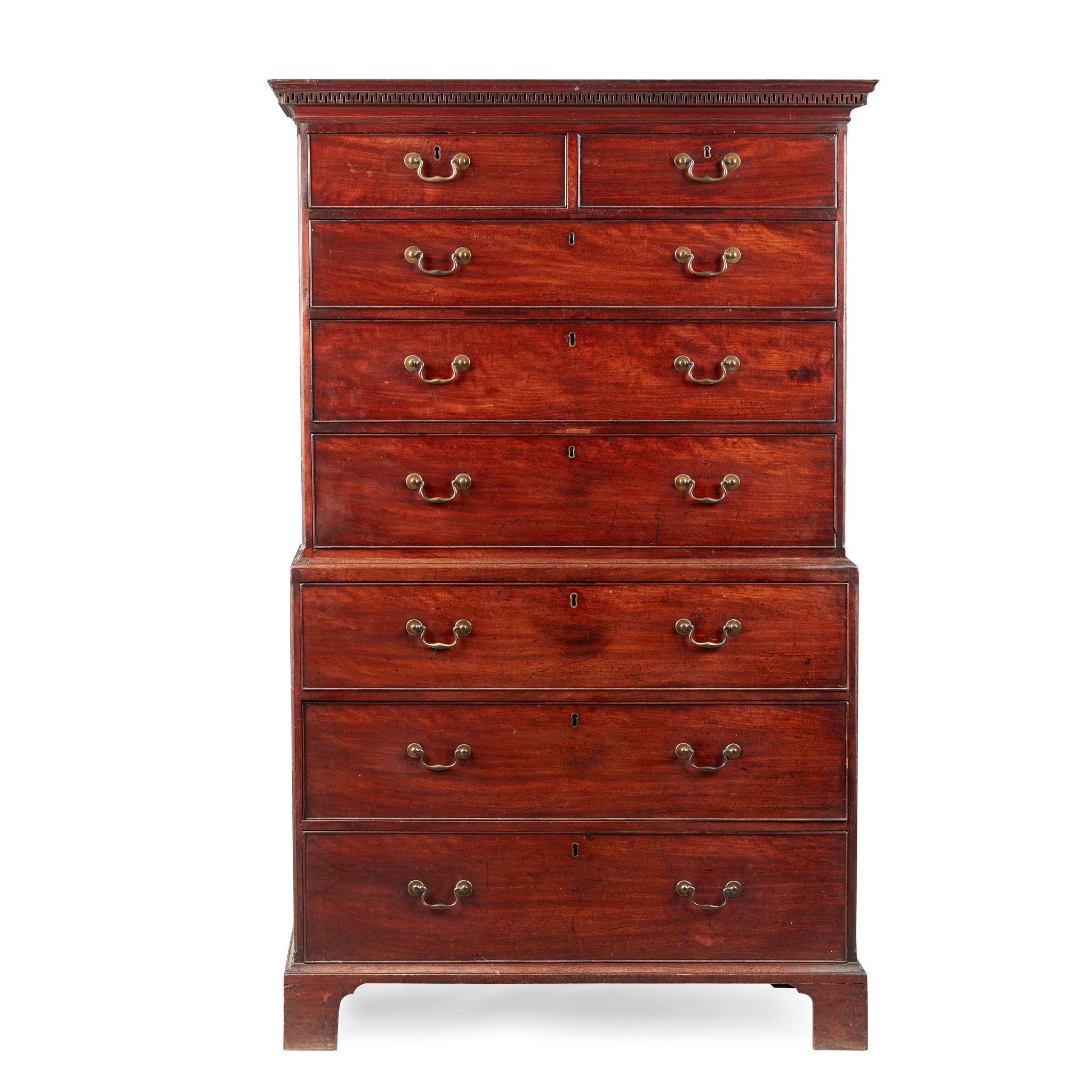 GEORGE III STYLE MAHOGANY CHEST ON CHEST