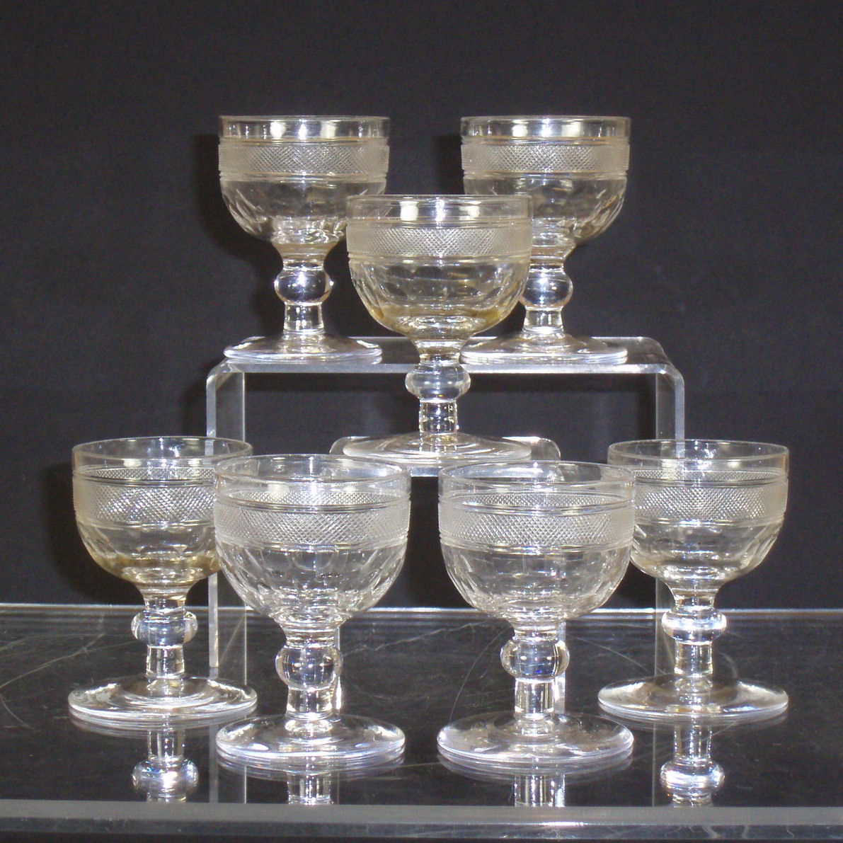 A set of seven sherry glasses, circa 1830