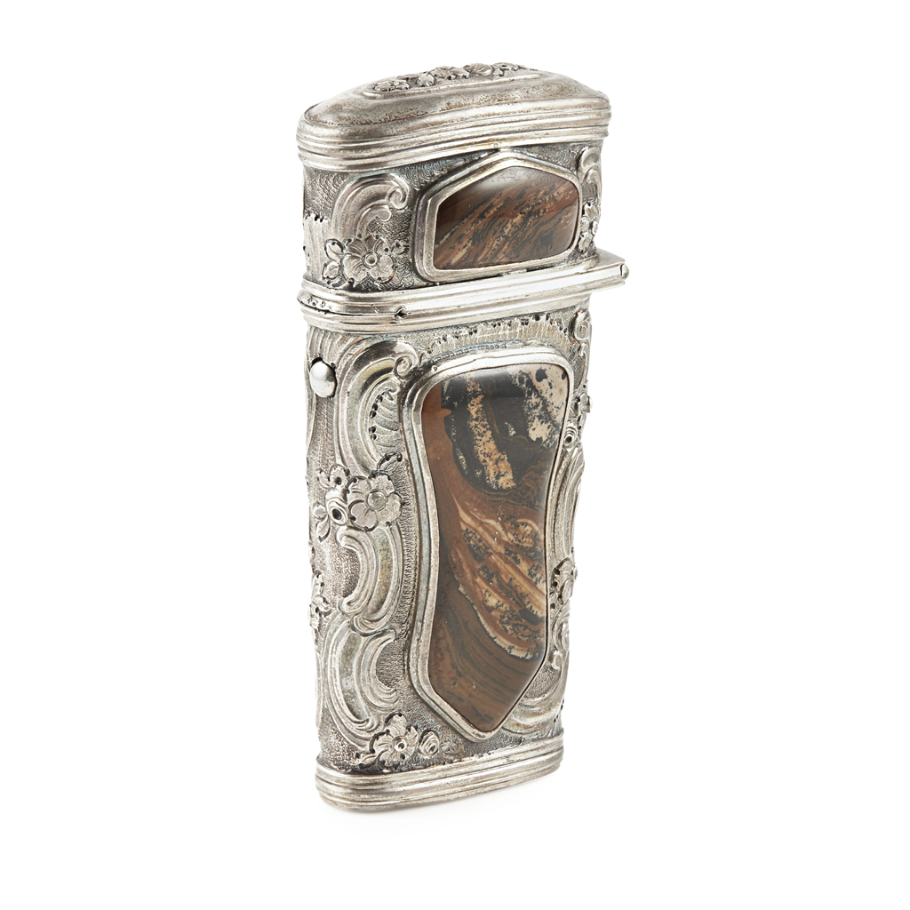 An early 19th century silver and jasper mounted etui