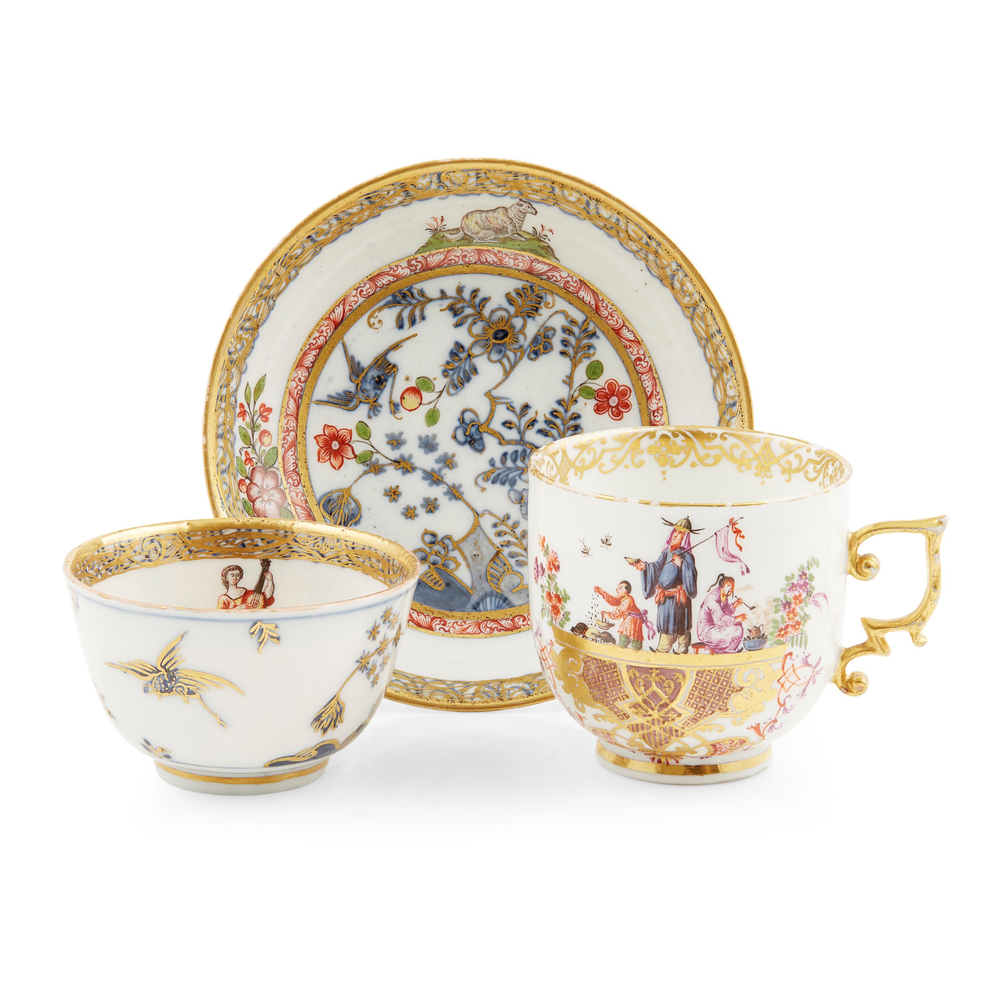 THREE MEISSEN TEA AND COFFEE WARES