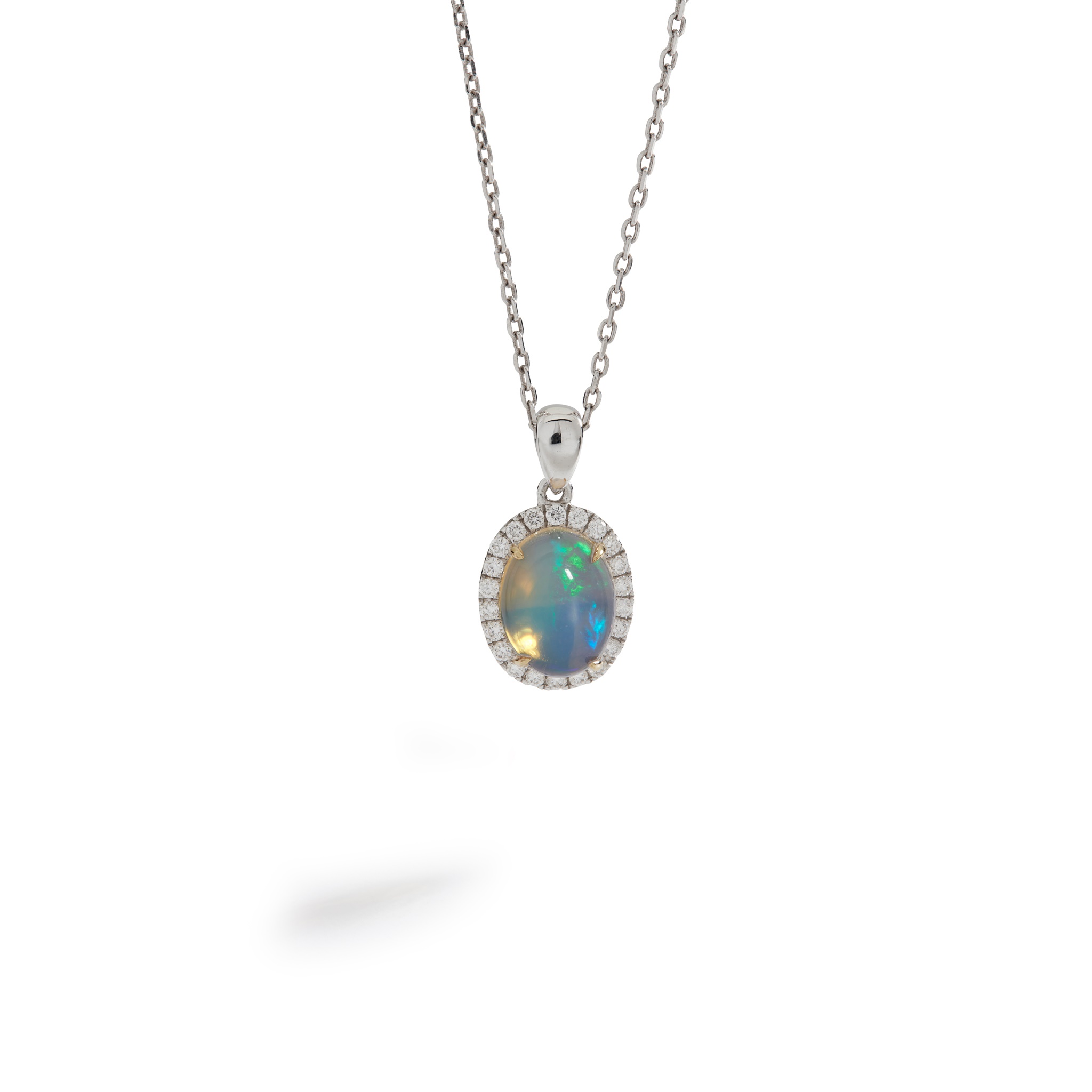 An opal and diamond pendant