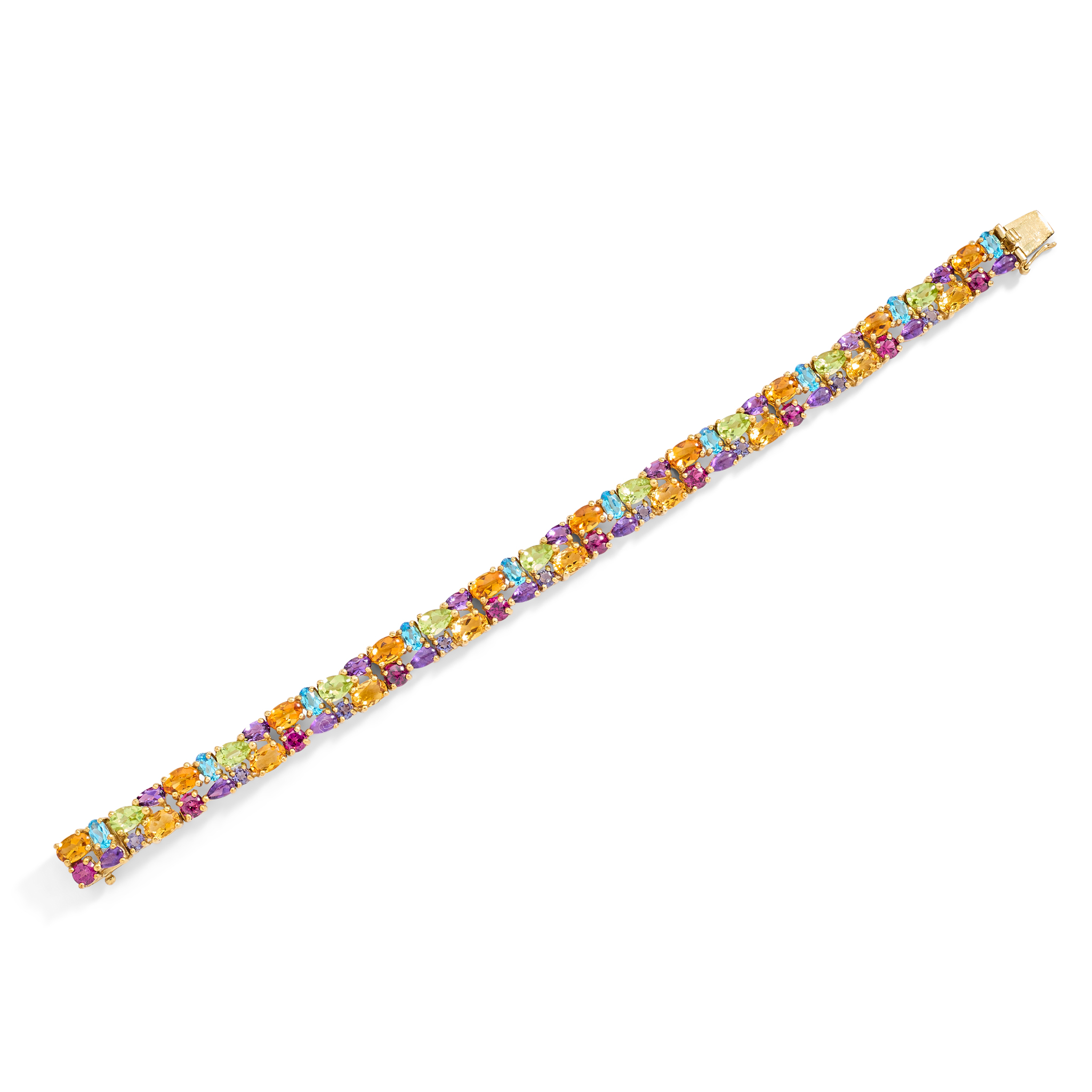 A 9ct gold multi-gem set bracelet