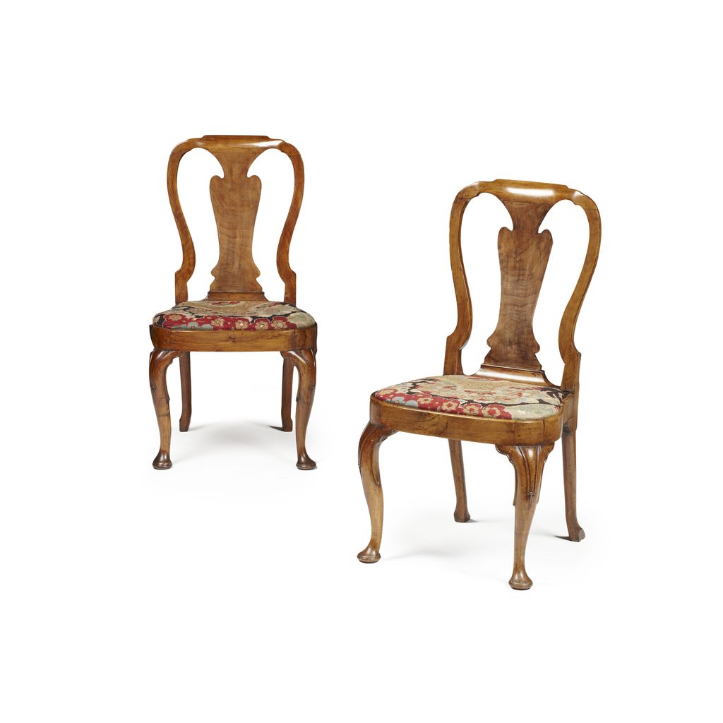 PAIR OF GEORGE I WALNUT SIDE CHAIRS